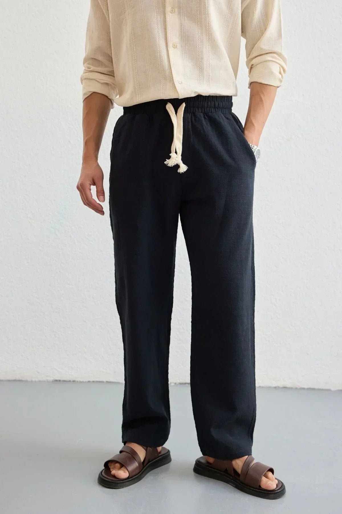 Abay Erkek Keten İpli Baggy Pantolon - Livio Ferri