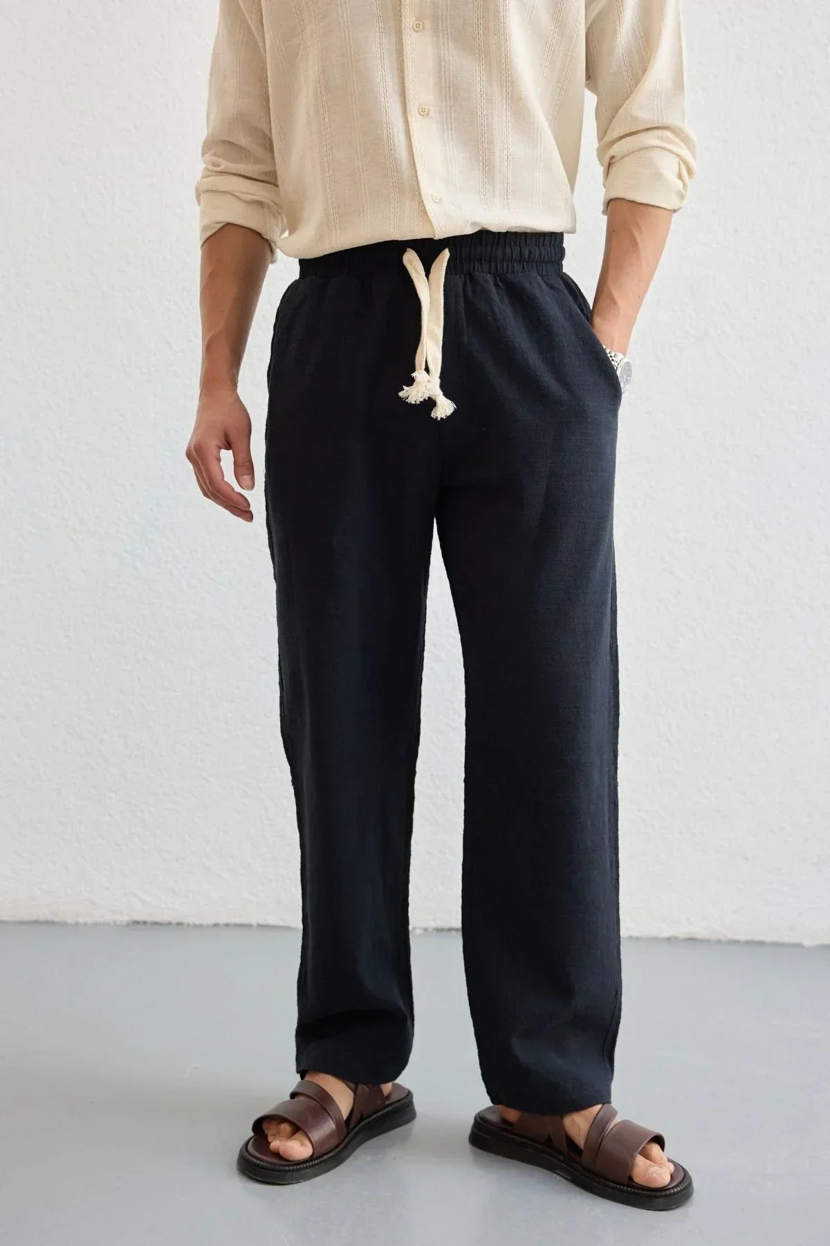 Abay Erkek Keten İpli Baggy Pantolon - Livio Ferri