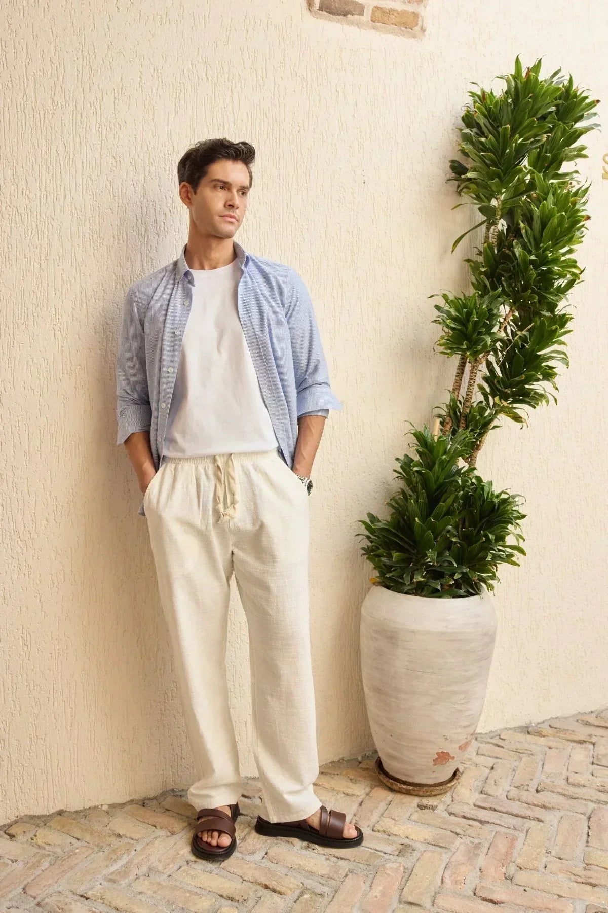 Abay Erkek Keten İpli Baggy Pantolon - Livio Ferri