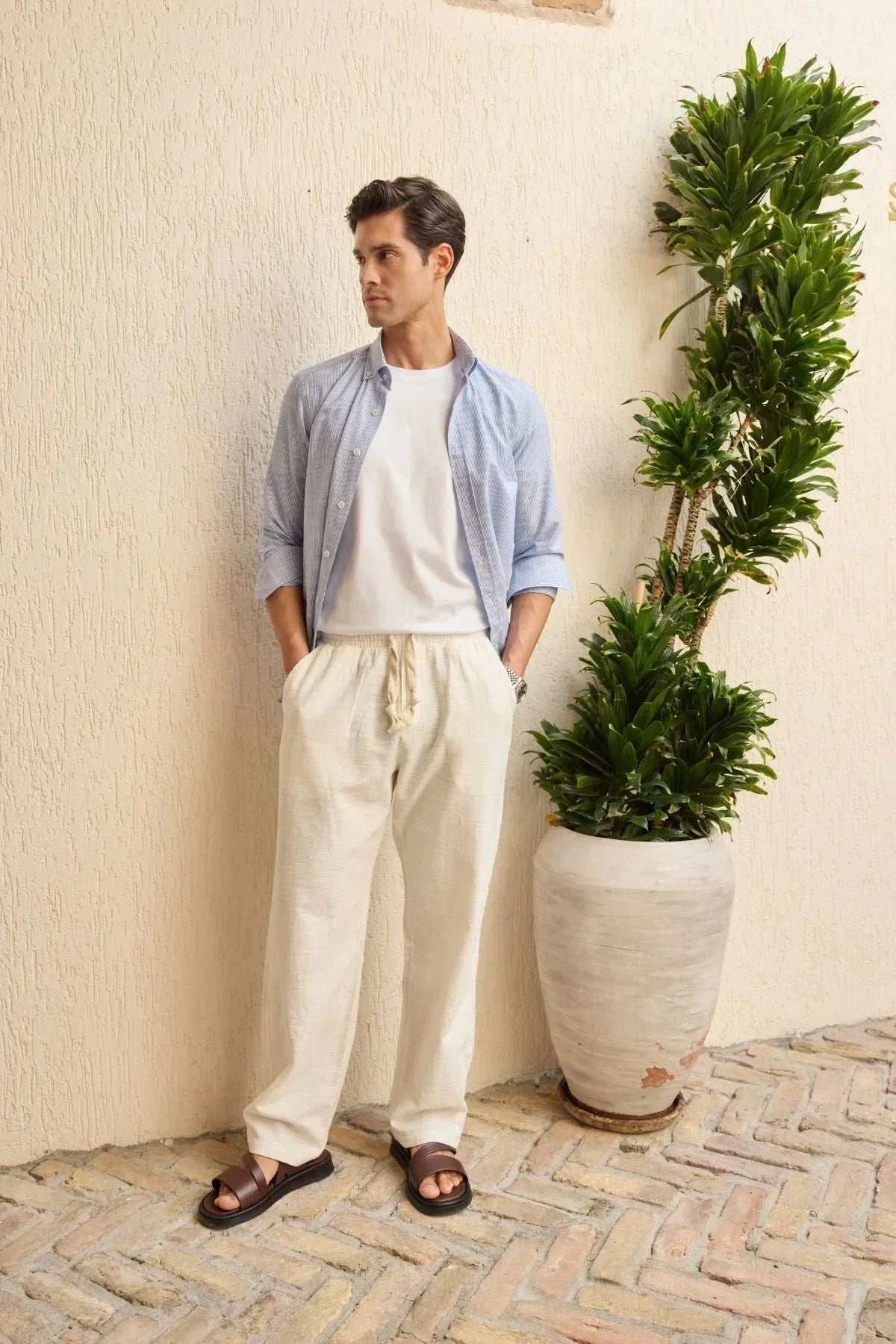 Abay Erkek Keten İpli Baggy Pantolon - Livio Ferri
