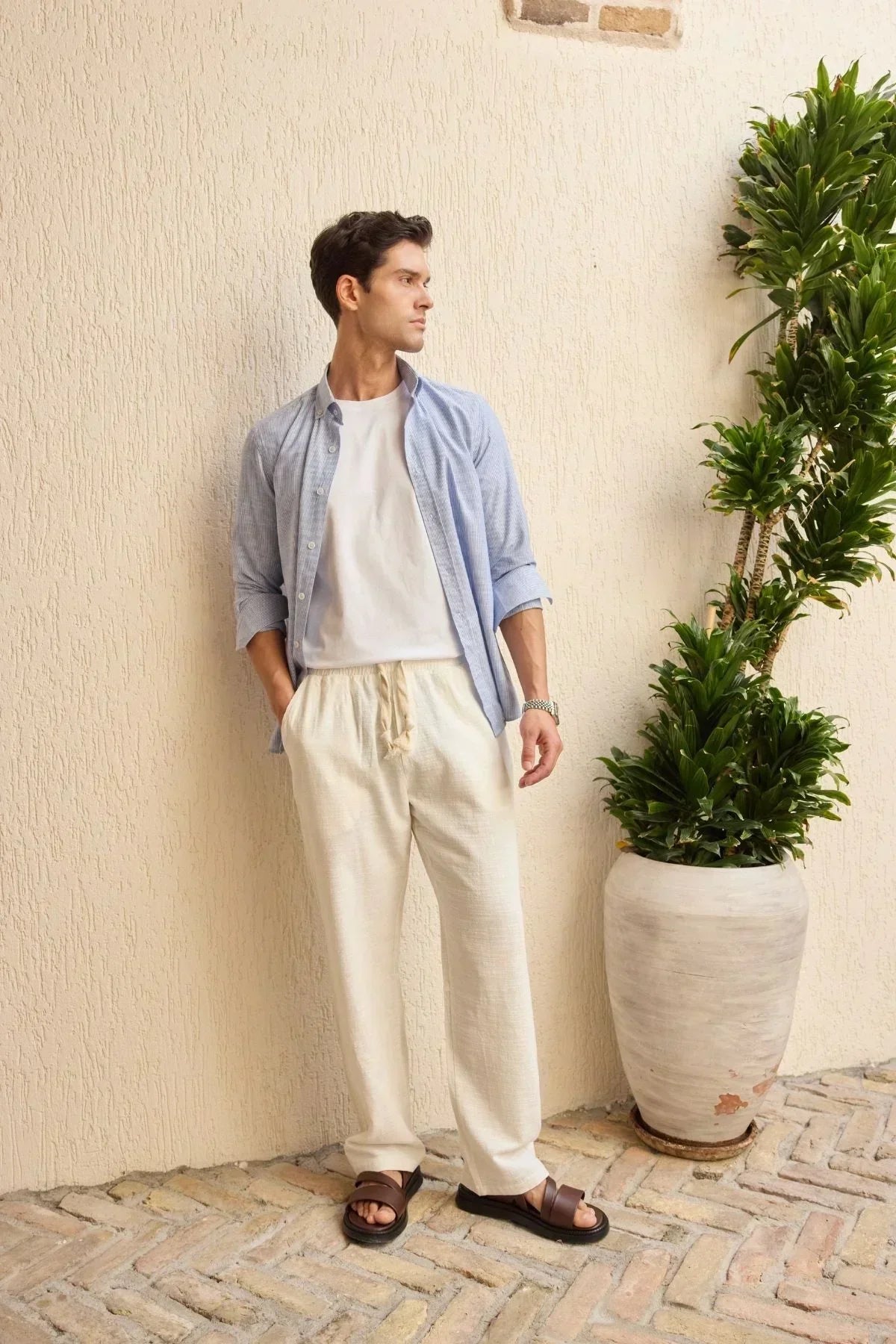 Abay Erkek Keten İpli Baggy Pantolon - Livio Ferri