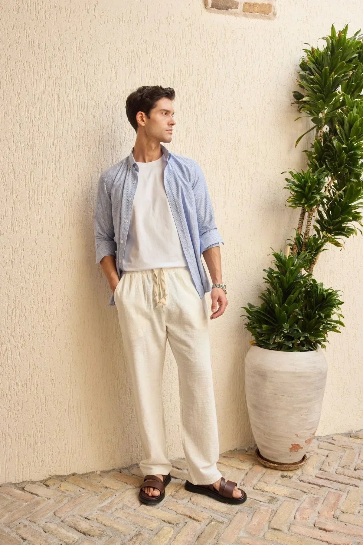 Abay Erkek Keten İpli Baggy Pantolon - Livio Ferri