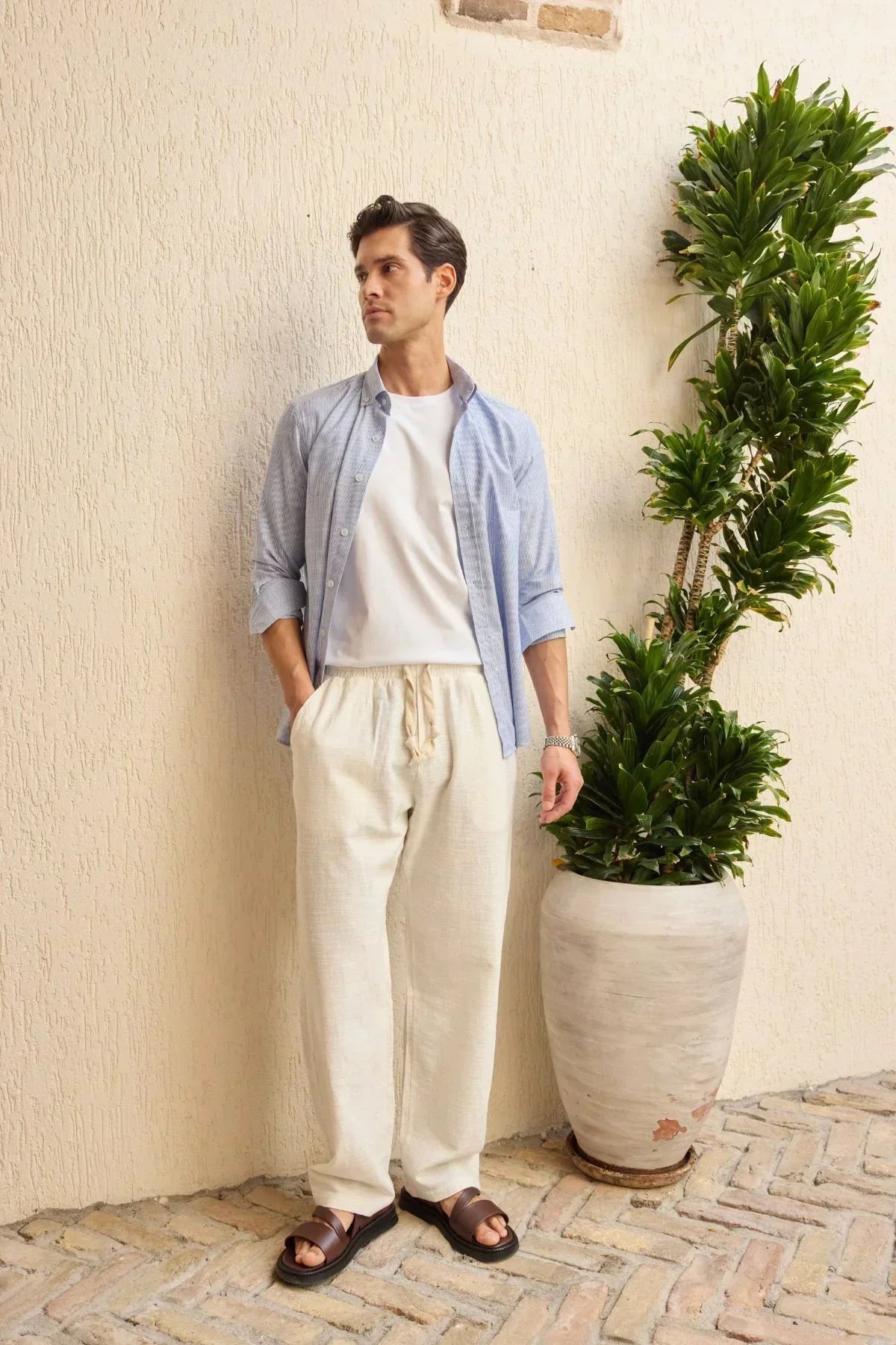 Abay Erkek Keten İpli Baggy Pantolon - Livio Ferri