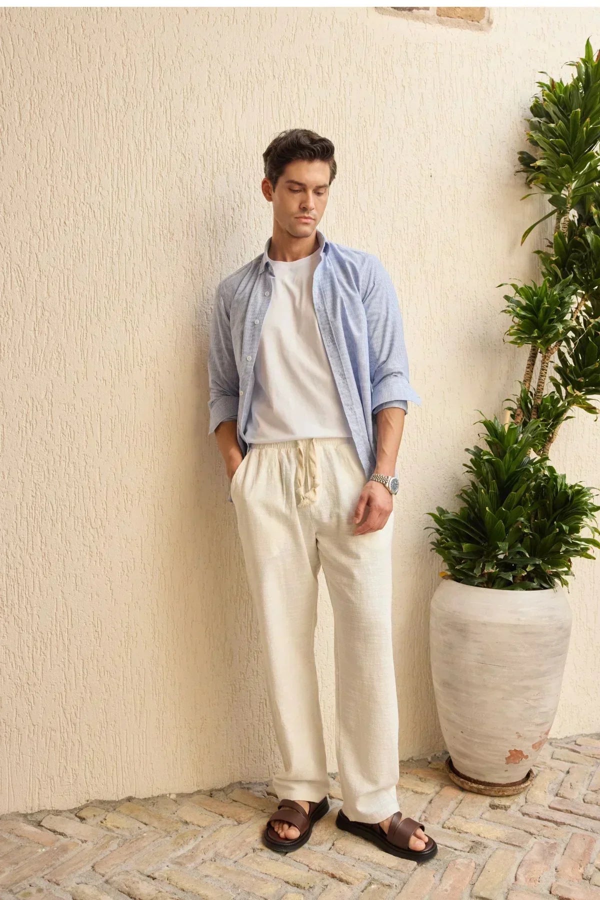Abay Erkek Keten İpli Baggy Pantolon - Livio Ferri