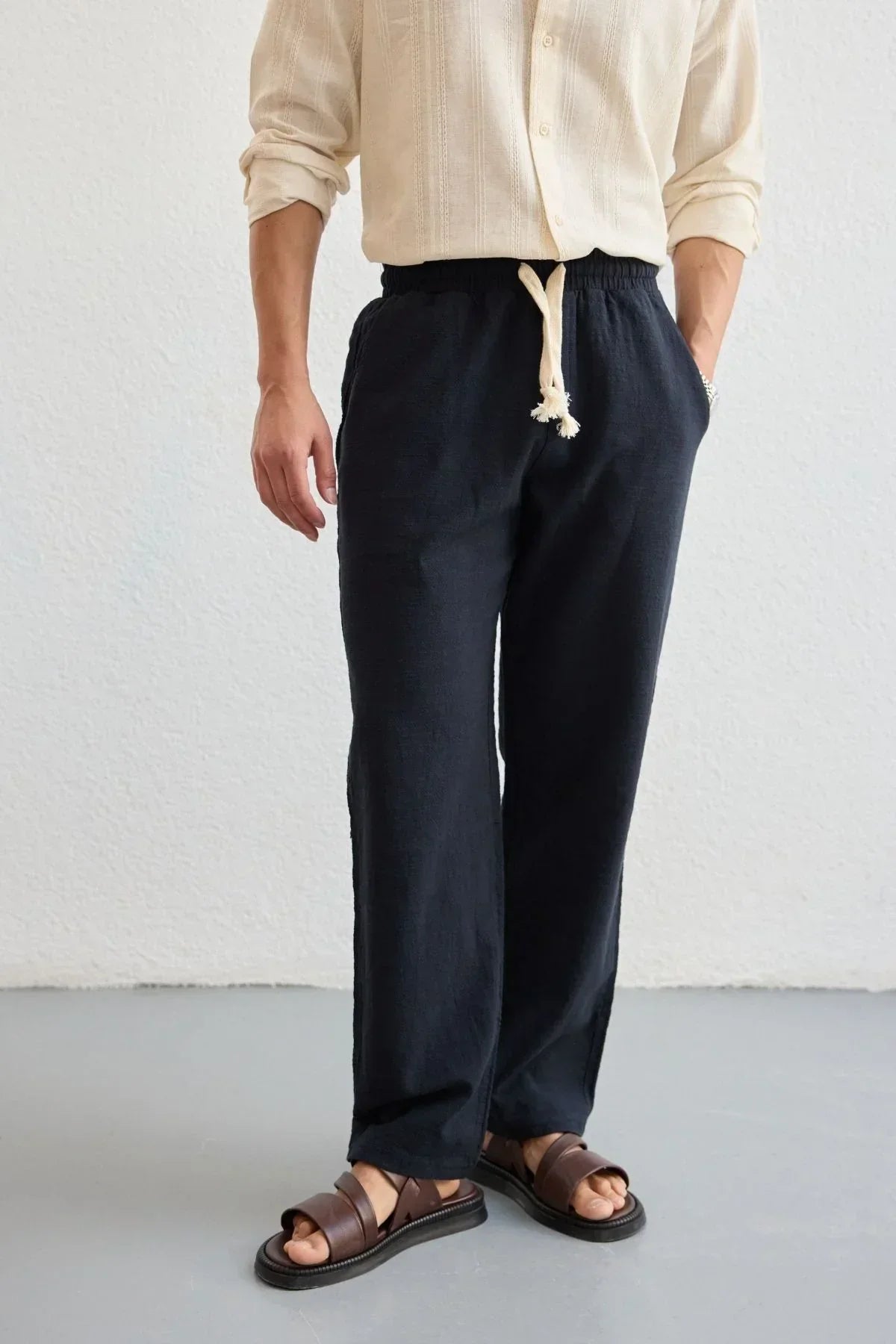 Abay Erkek Keten İpli Baggy Pantolon - Livio Ferri