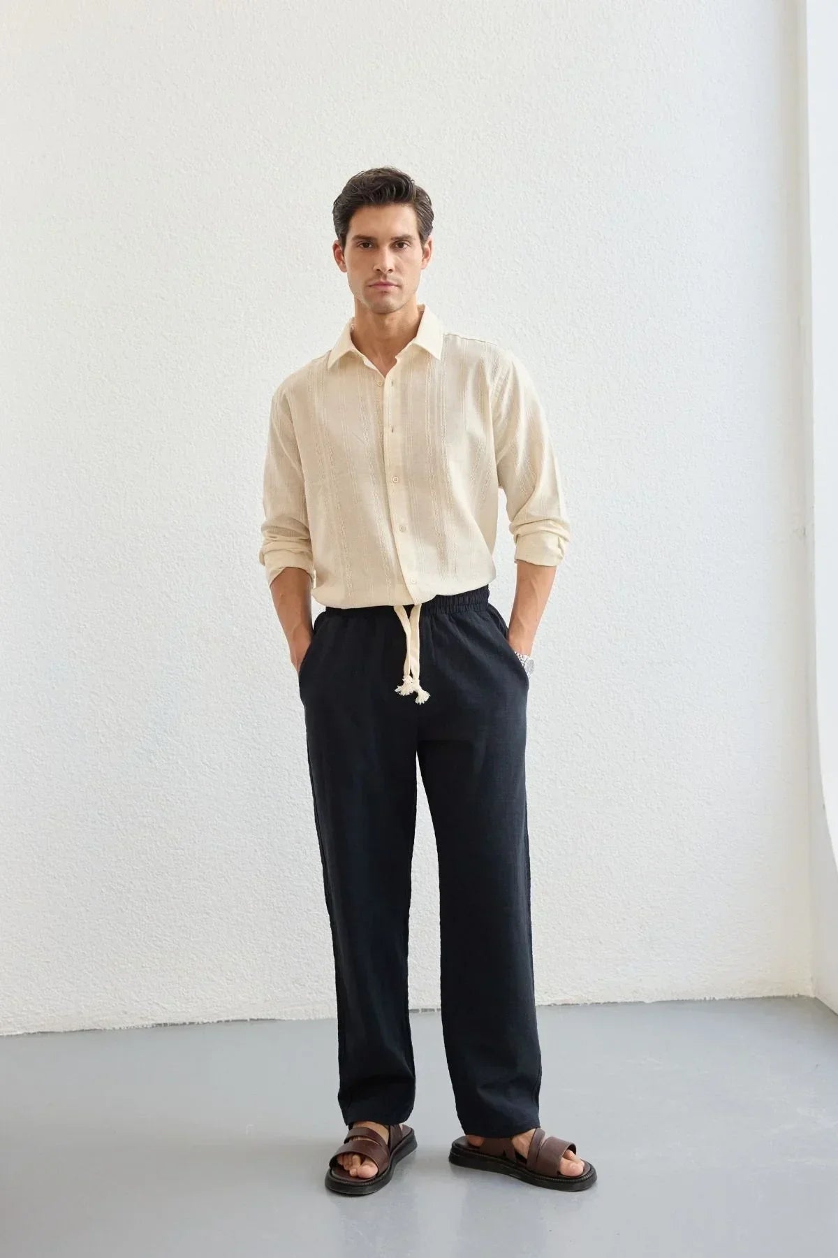 Abay Erkek Keten İpli Baggy Pantolon - Livio Ferri