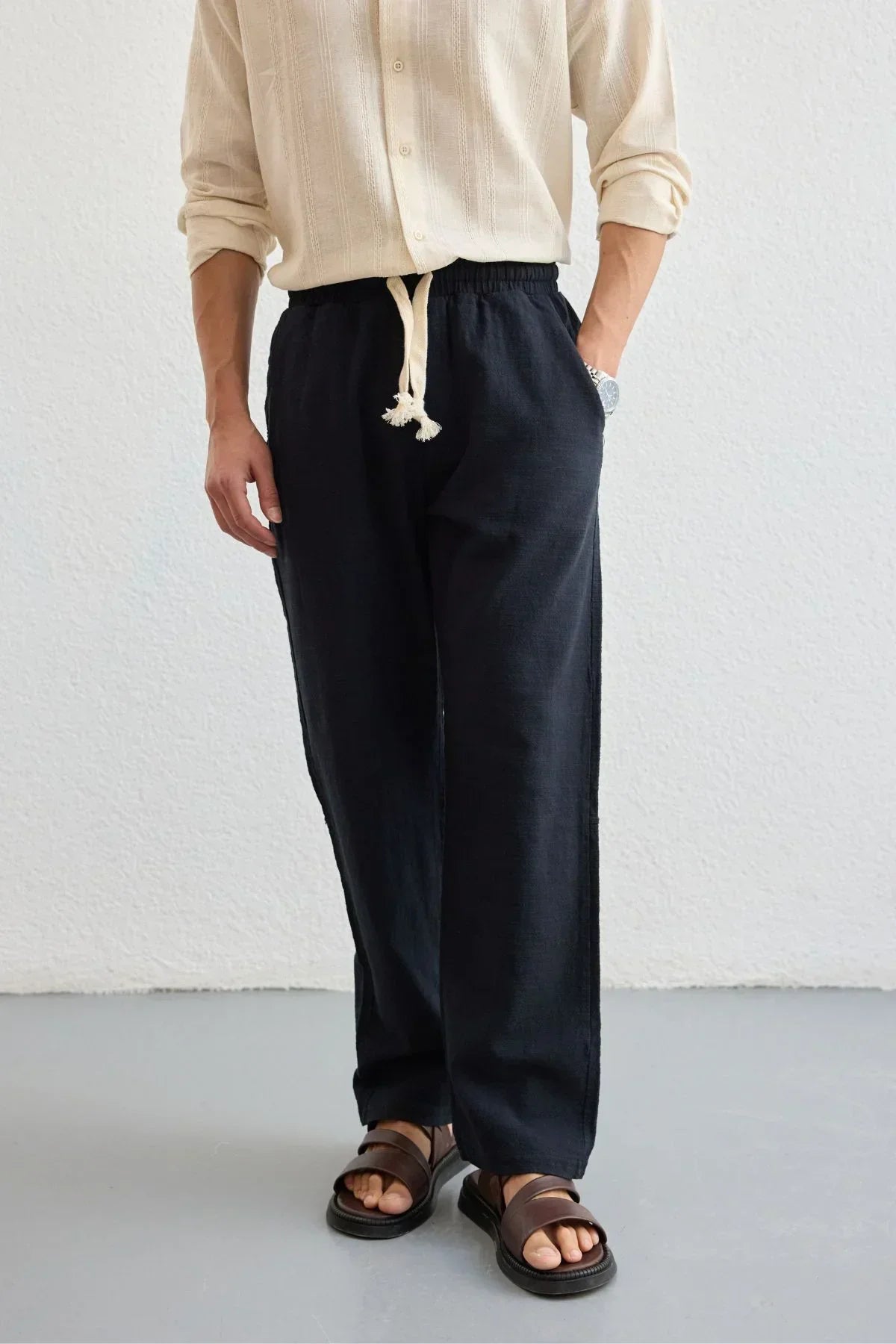 Abay Erkek Keten İpli Baggy Pantolon - Livio Ferri