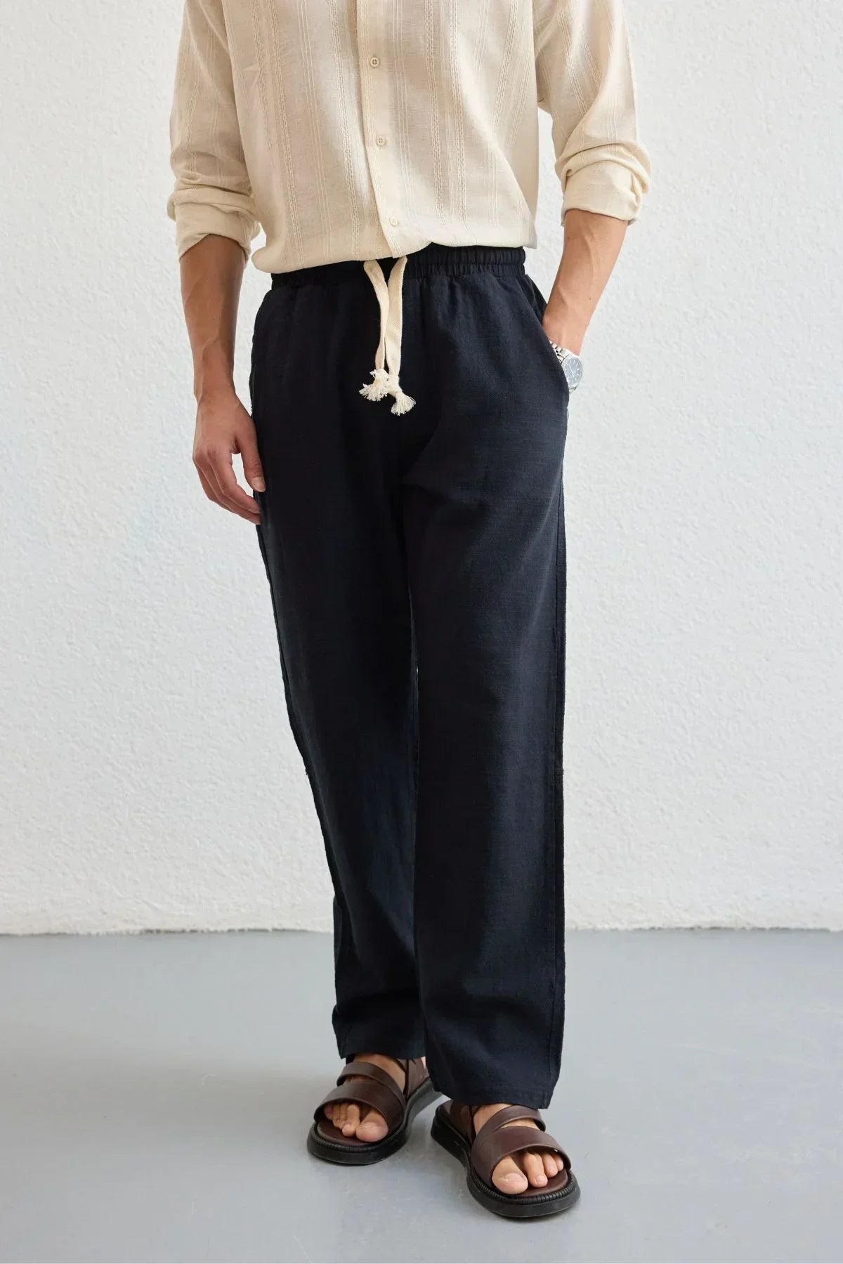 Abay Erkek Keten İpli Baggy Pantolon - Livio Ferri