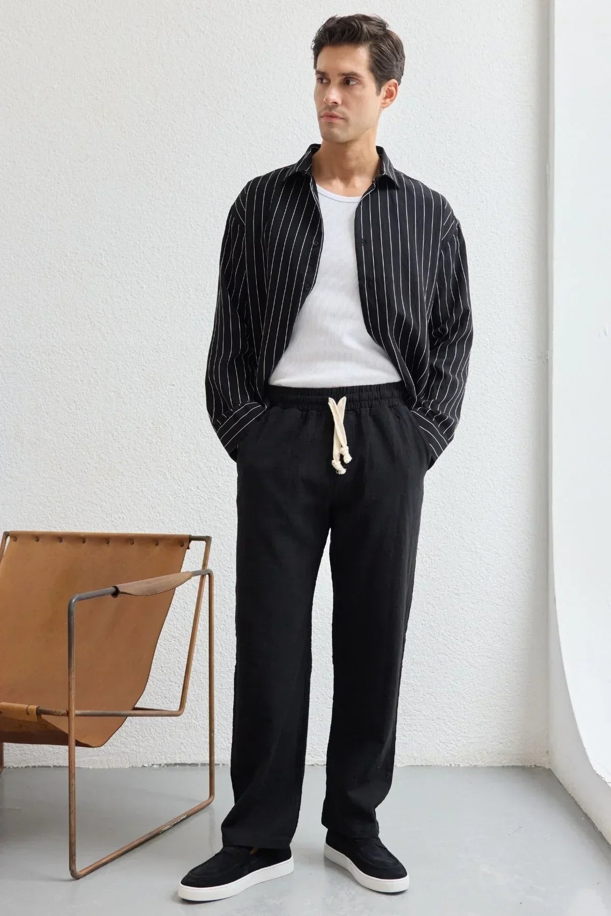 Abay Erkek Keten İpli Baggy Pantolon - Livio Ferri