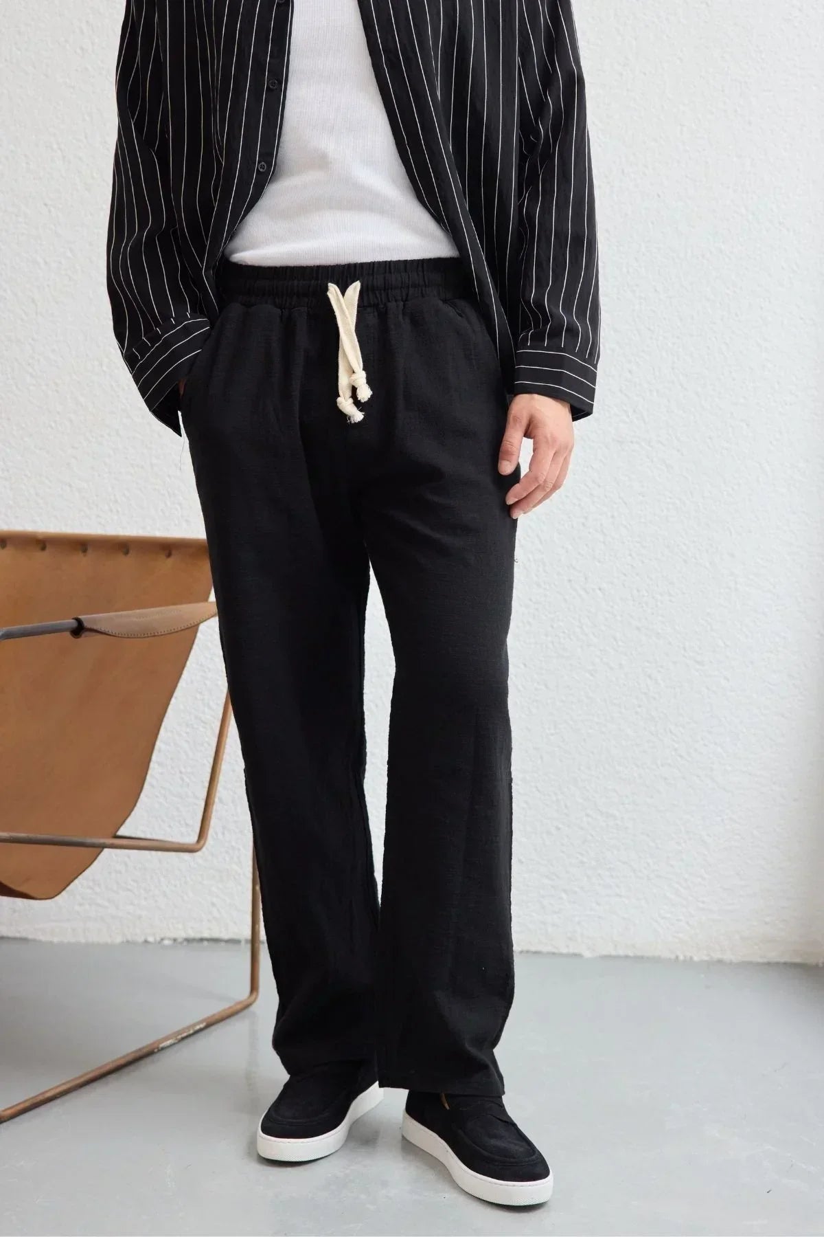 Abay Erkek Keten İpli Baggy Pantolon - Livio Ferri