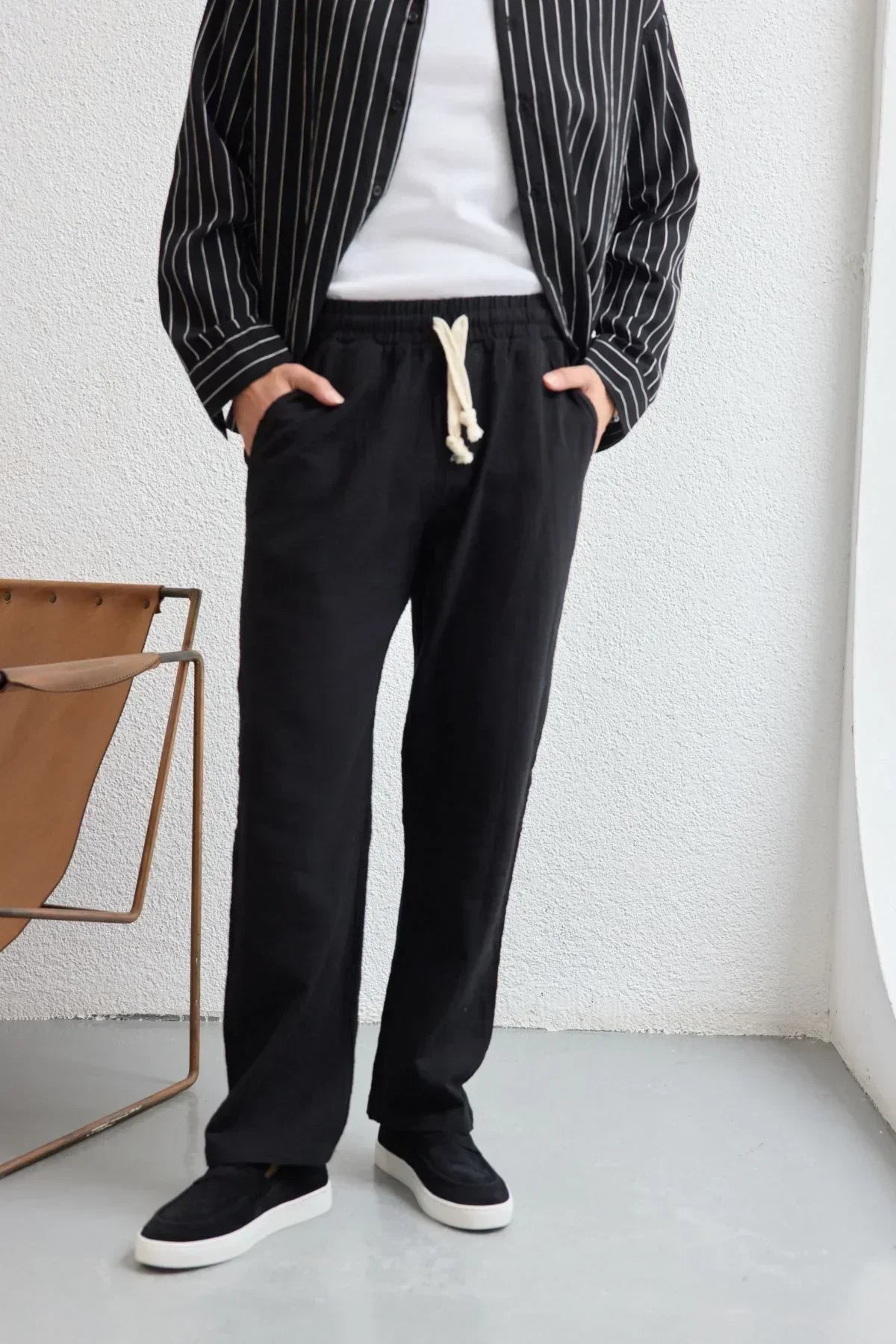 Abay Erkek Keten İpli Baggy Pantolon - Livio Ferri