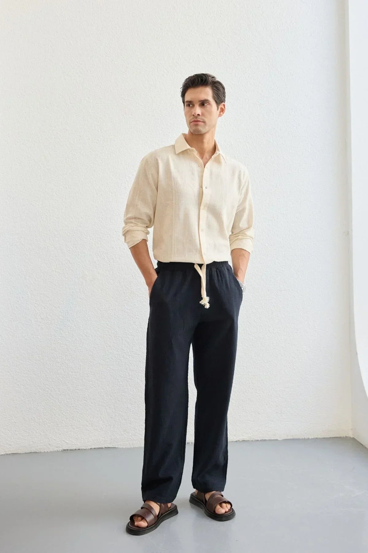 Abay Erkek Keten İpli Baggy Pantolon - Livio Ferri