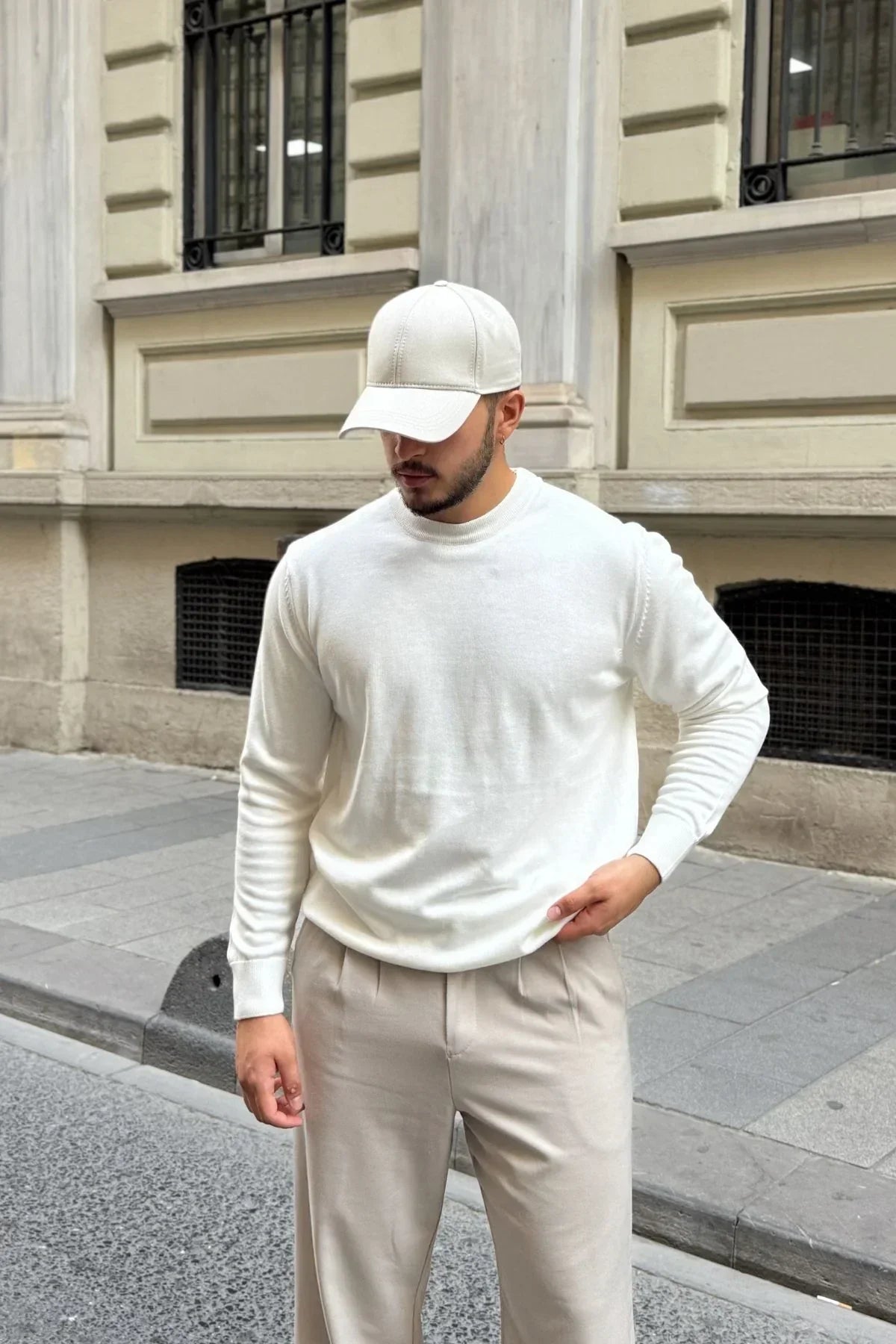 Acton Erkek %100 Organik Pamuk Bisiklet Yaka Triko Kazak - Livio Ferri