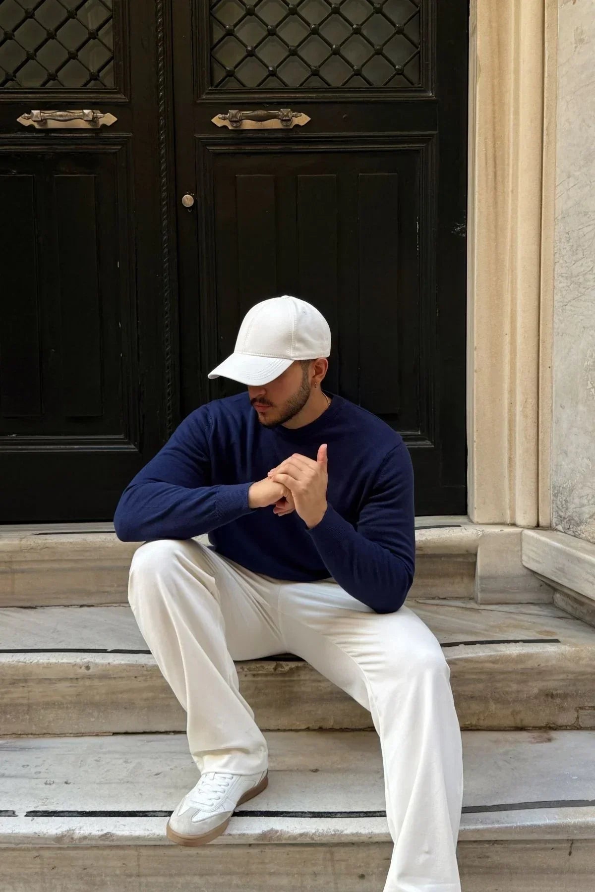 Acton Erkek %100 Organik Pamuk Bisiklet Yaka Triko Kazak - Livio Ferri