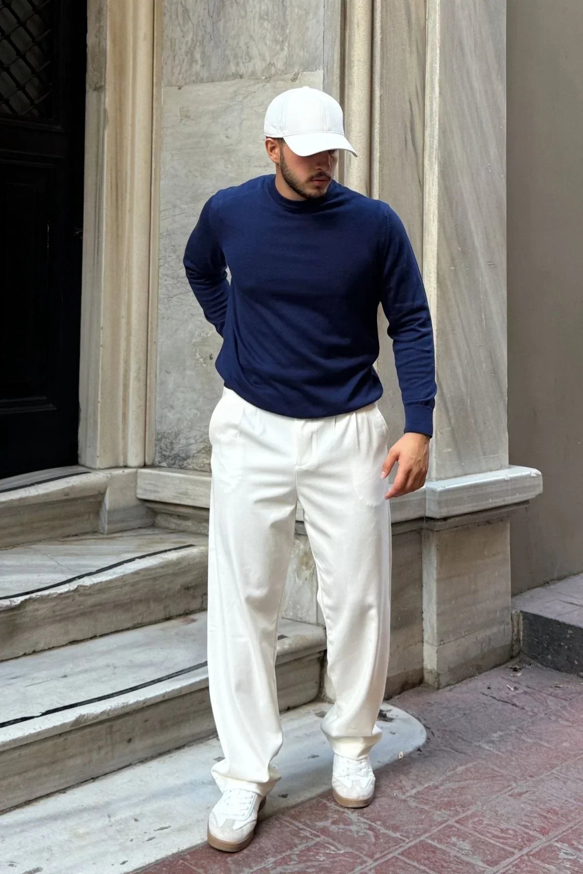 Acton Erkek %100 Organik Pamuk Bisiklet Yaka Triko Kazak - Livio Ferri