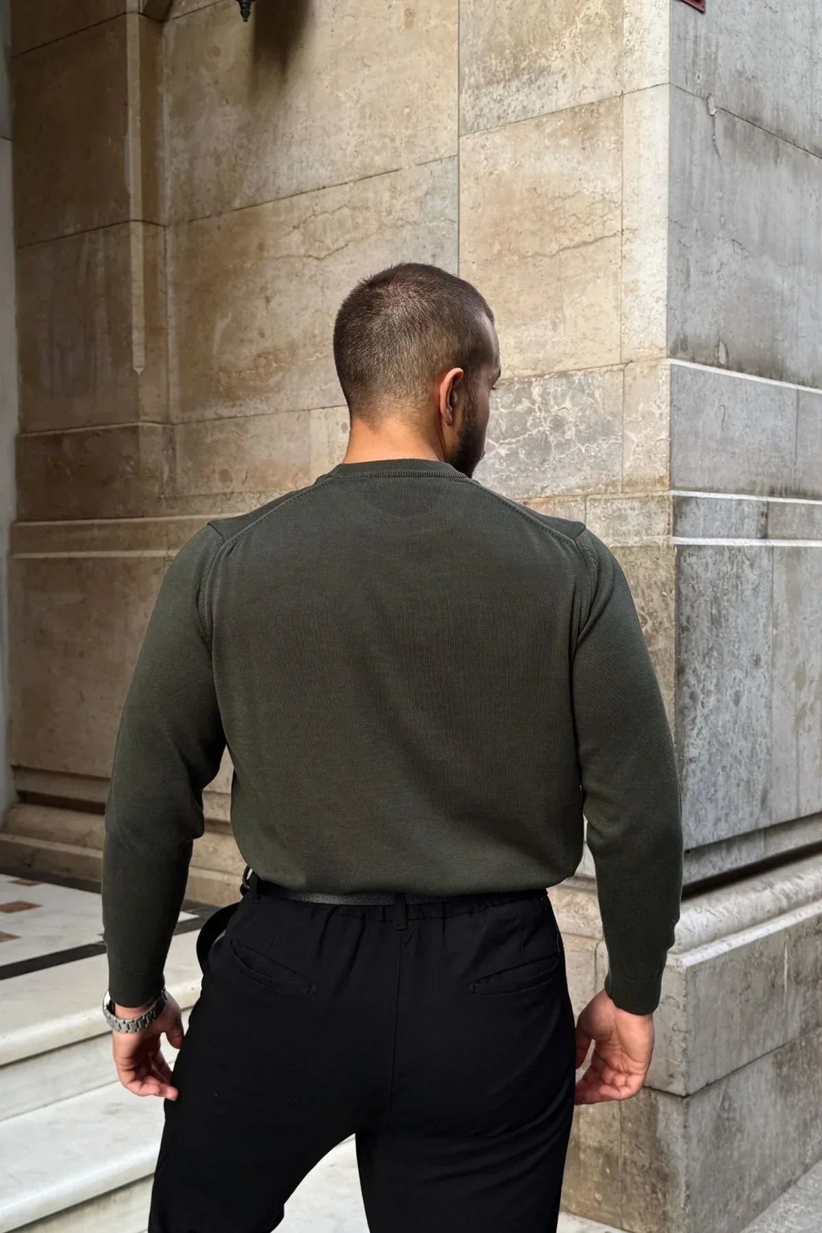 Acton Erkek %100 Organik Pamuk Bisiklet Yaka Triko Kazak - Livio Ferri