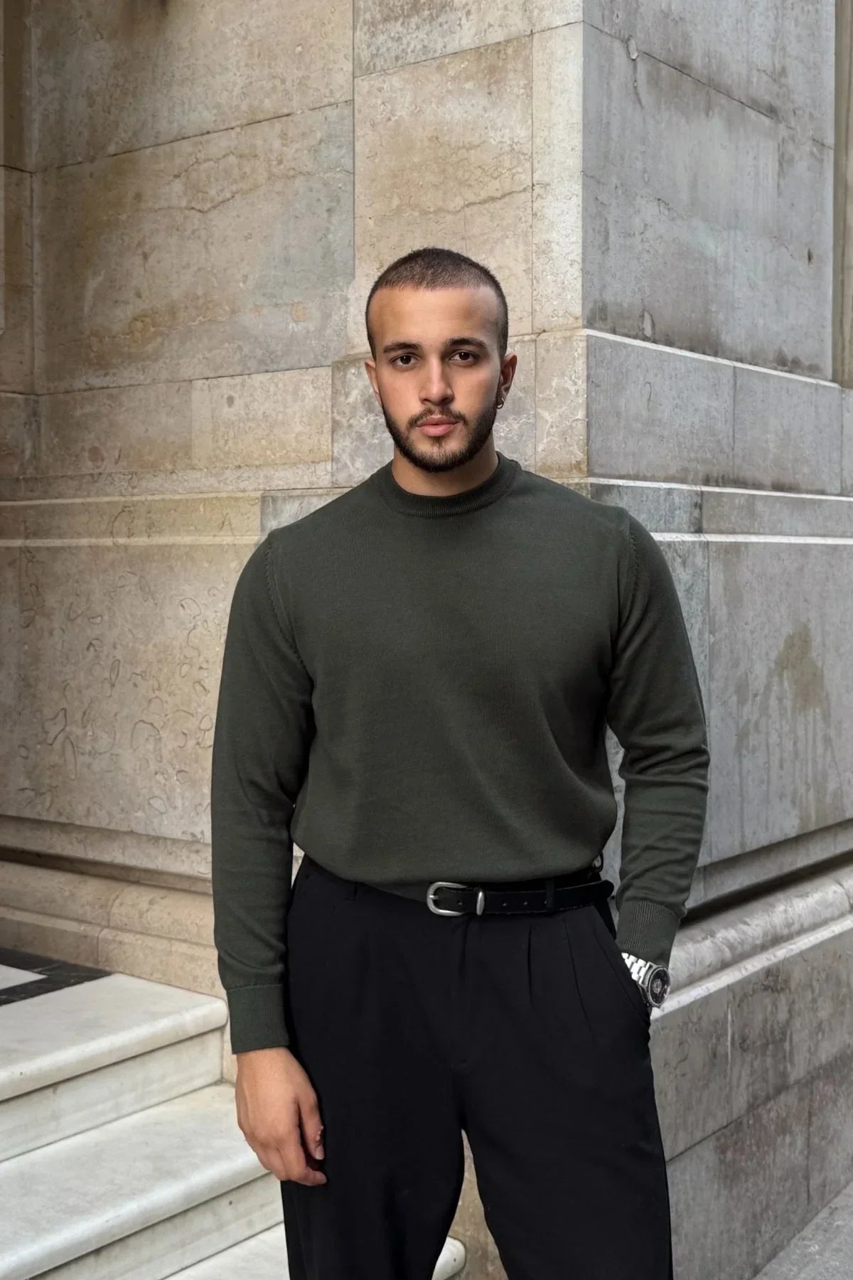 Acton Erkek %100 Organik Pamuk Bisiklet Yaka Triko Kazak - Livio Ferri