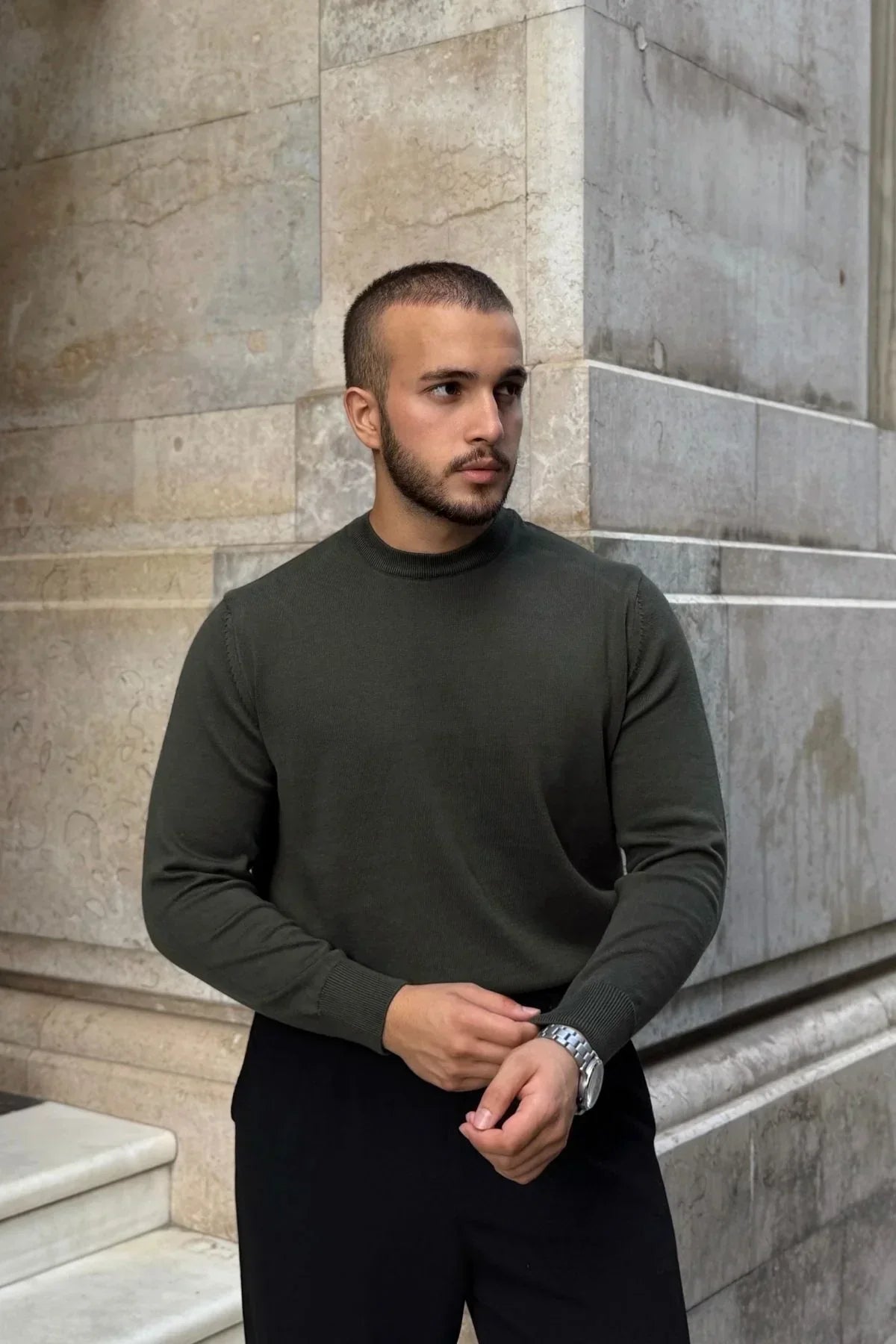 Acton Erkek %100 Organik Pamuk Bisiklet Yaka Triko Kazak - Livio Ferri