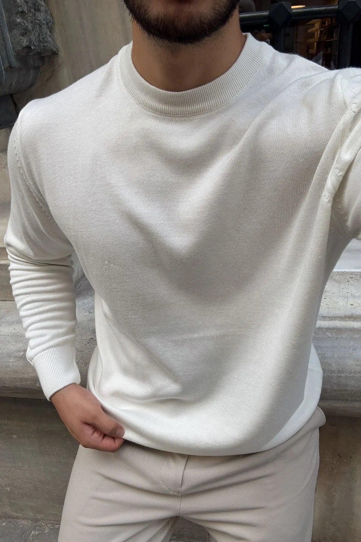 Acton Erkek %100 Organik Pamuk Bisiklet Yaka Triko Kazak - Livio Ferri