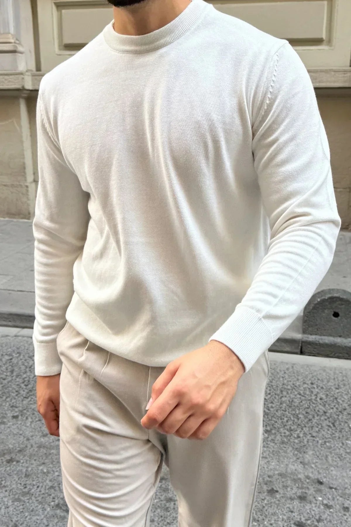 Acton Erkek %100 Organik Pamuk Bisiklet Yaka Triko Kazak - Livio Ferri