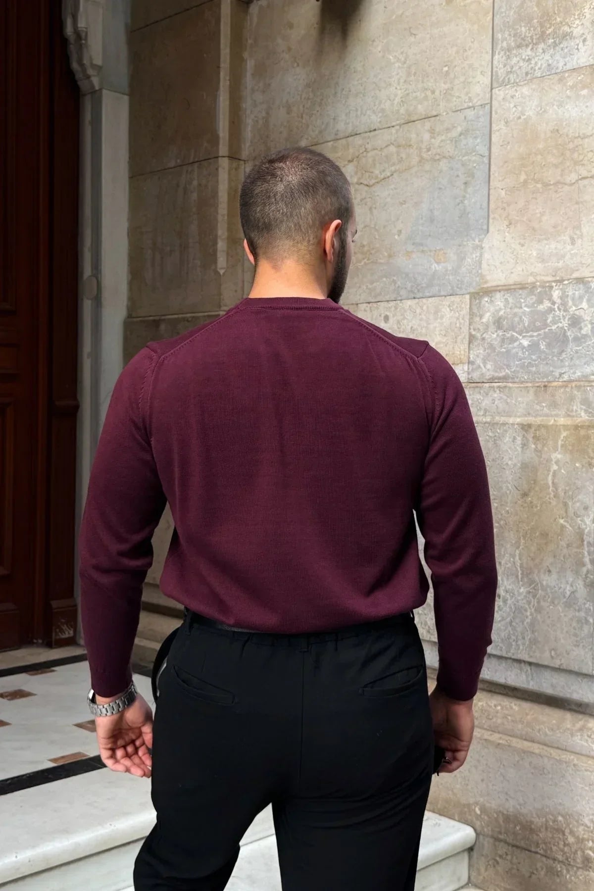 Acton Erkek %100 Organik Pamuk Bisiklet Yaka Triko Kazak - Livio Ferri