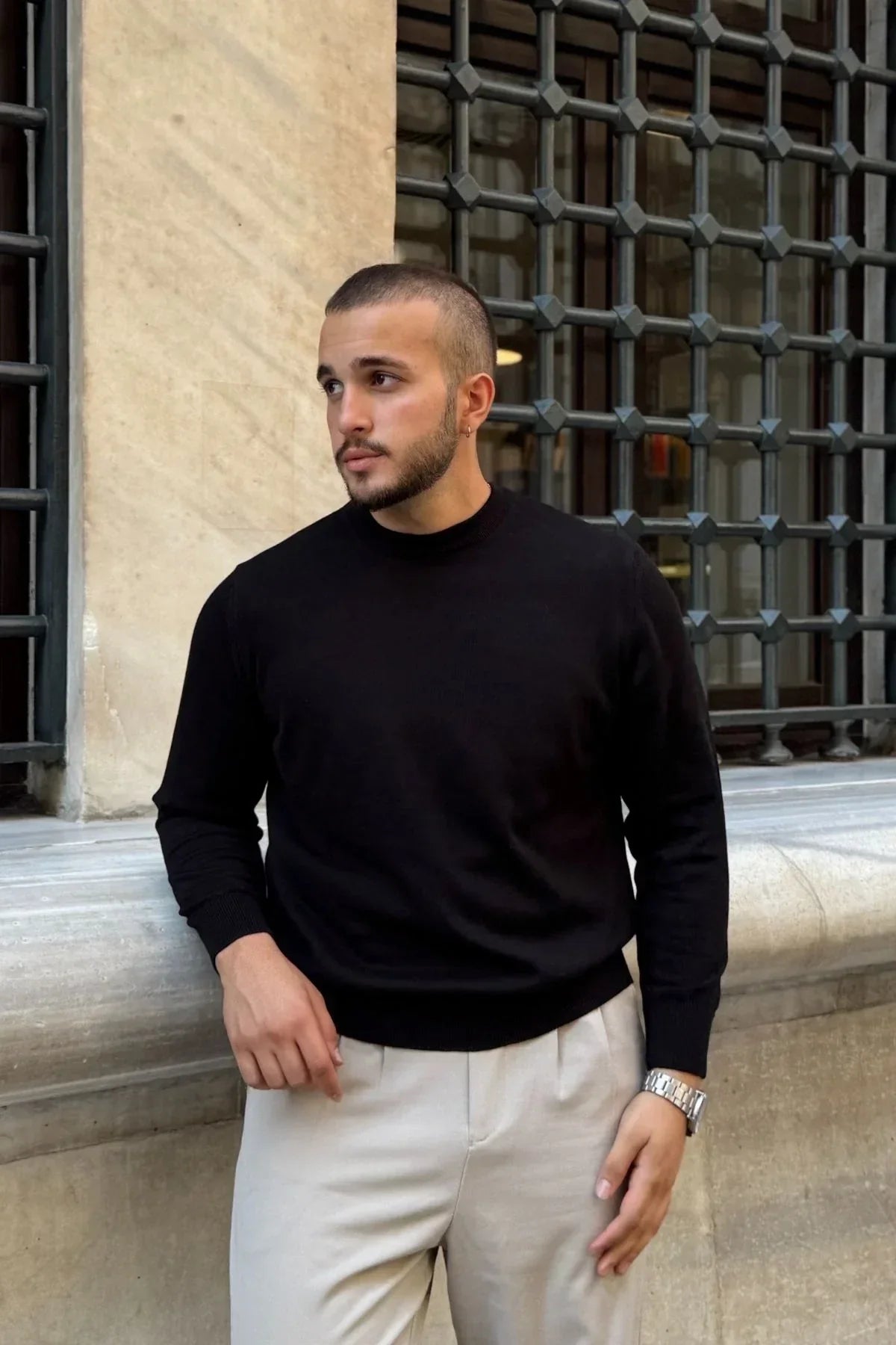 Acton Erkek %100 Organik Pamuk Bisiklet Yaka Triko Kazak - Livio Ferri