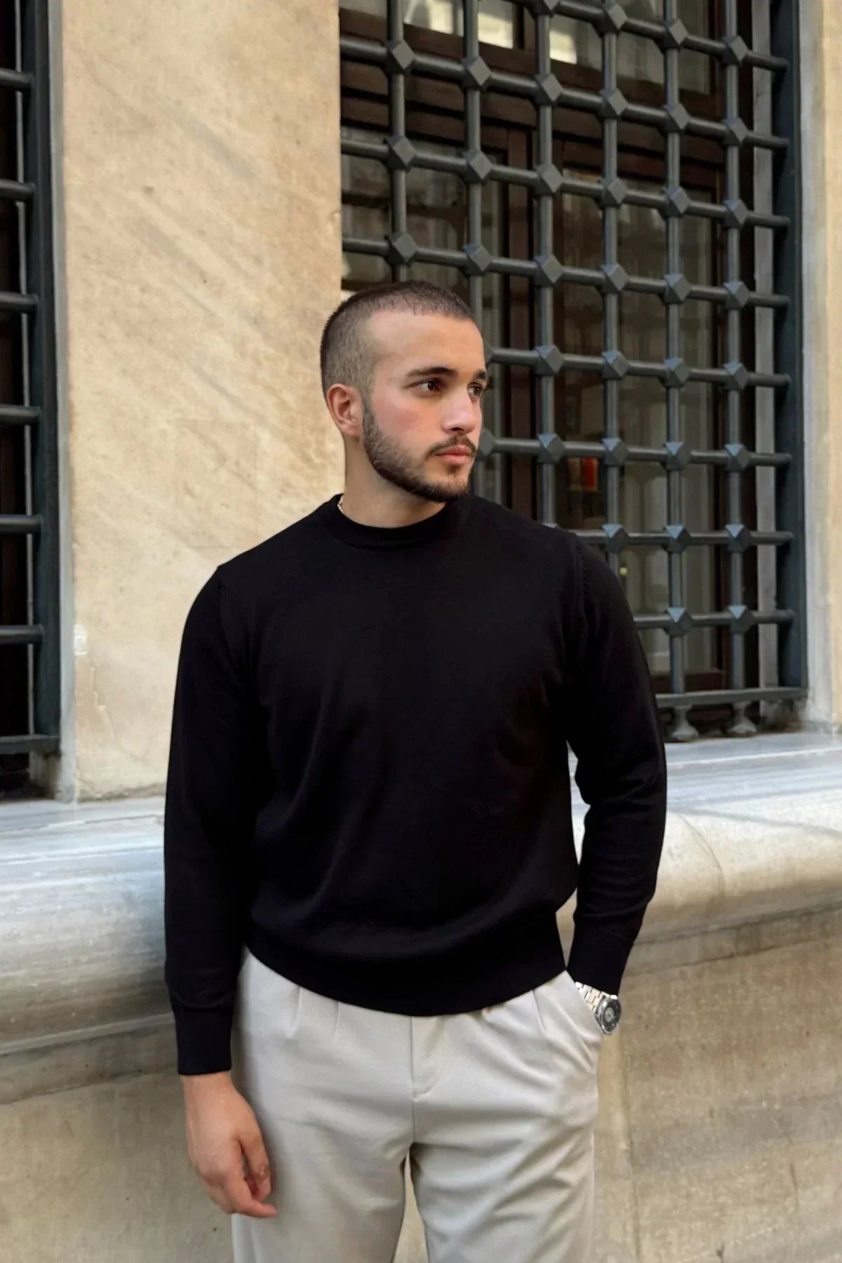 Acton Erkek %100 Organik Pamuk Bisiklet Yaka Triko Kazak - Livio Ferri