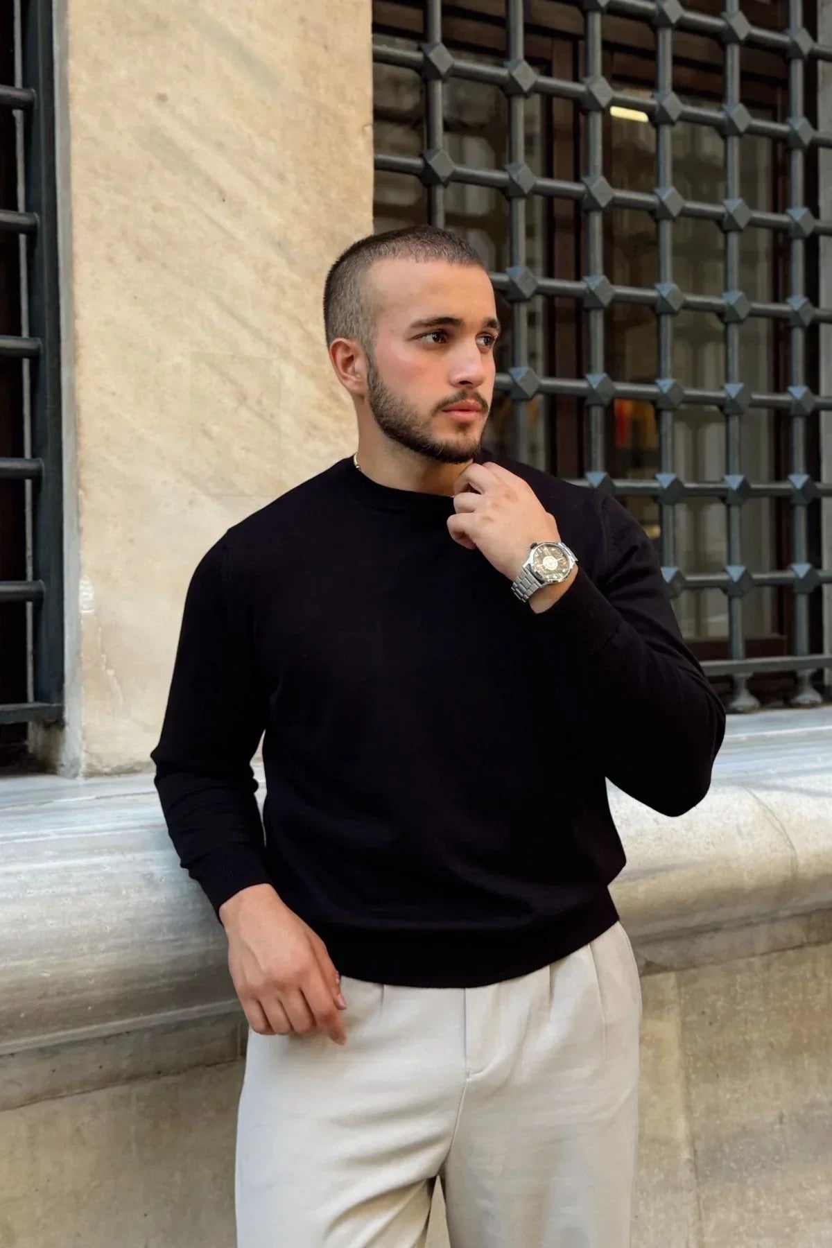 Acton Erkek %100 Organik Pamuk Bisiklet Yaka Triko Kazak - Livio Ferri