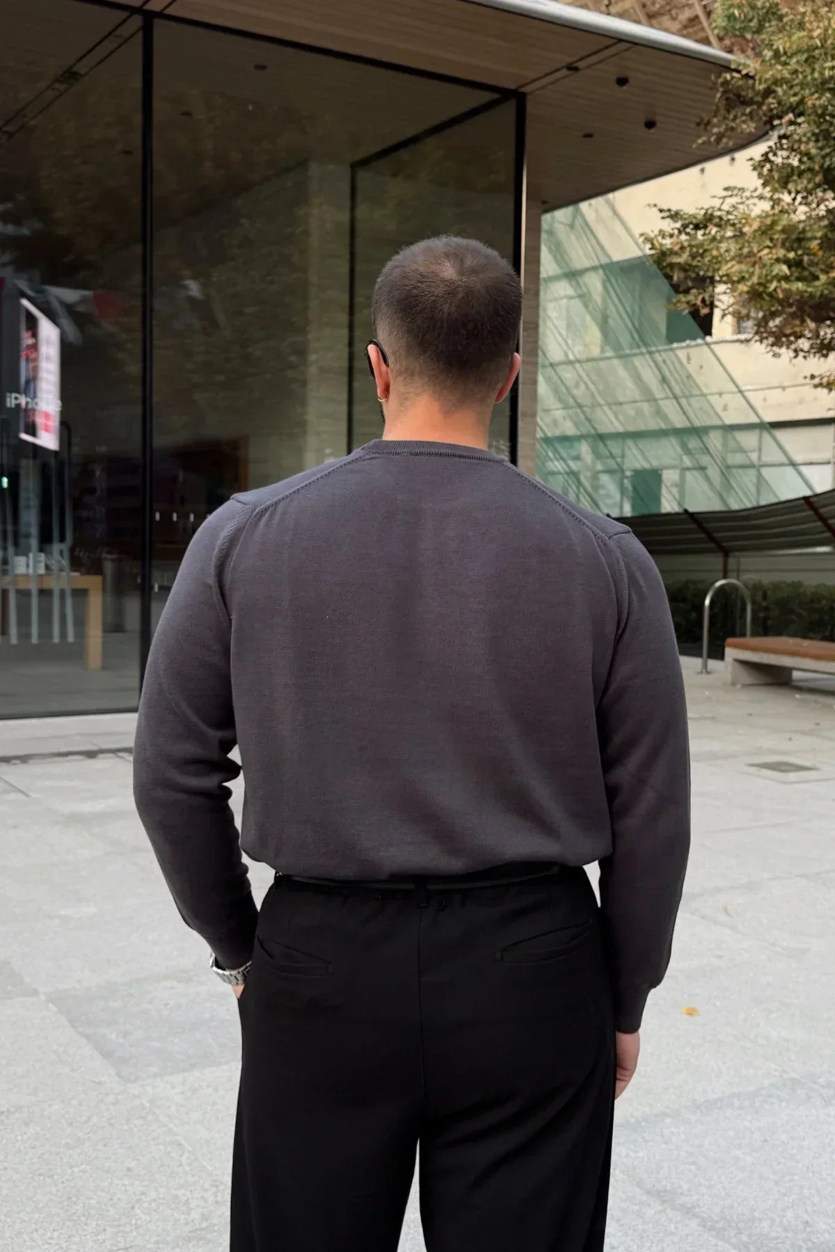 Acton Erkek %100 Organik Pamuk Bisiklet Yaka Triko Kazak - Livio Ferri