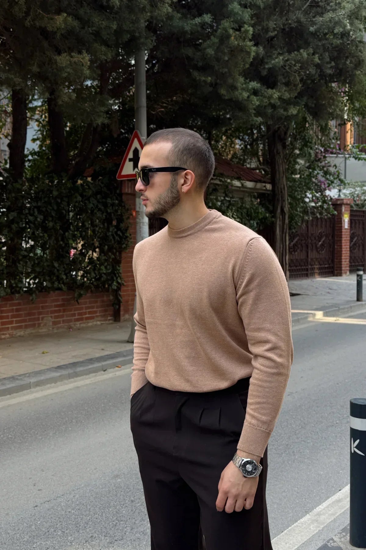 Acton Erkek %100 Organik Pamuk Bisiklet Yaka Triko Kazak - Livio Ferri