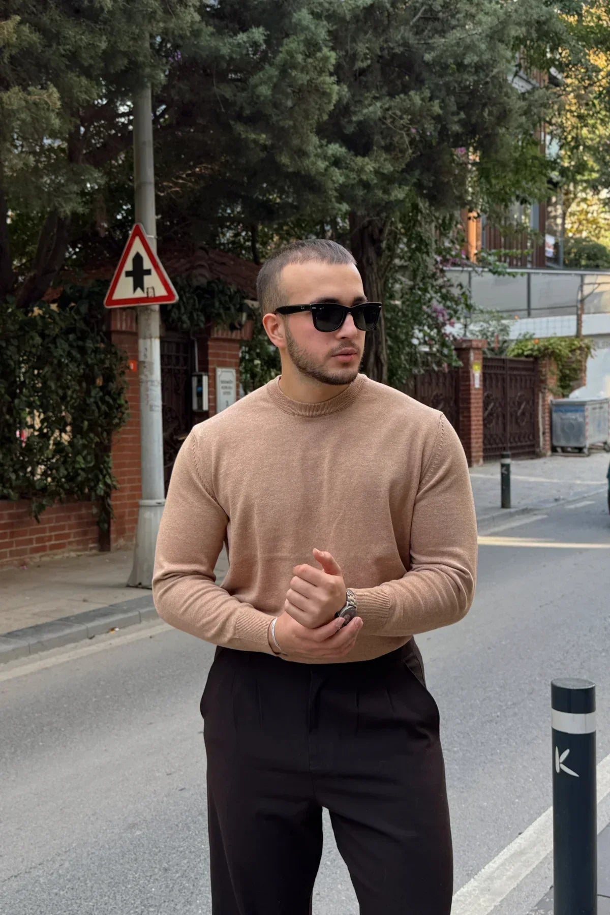 Acton Erkek %100 Organik Pamuk Bisiklet Yaka Triko Kazak - Livio Ferri