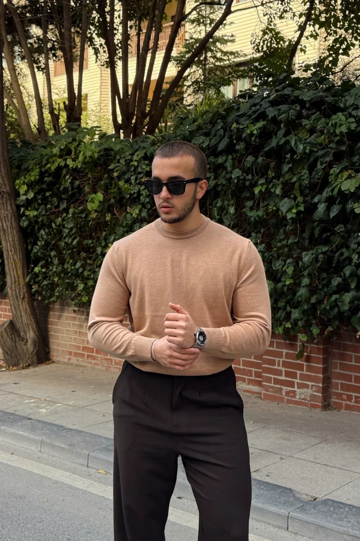 Acton Erkek %100 Organik Pamuk Bisiklet Yaka Triko Kazak - Livio Ferri