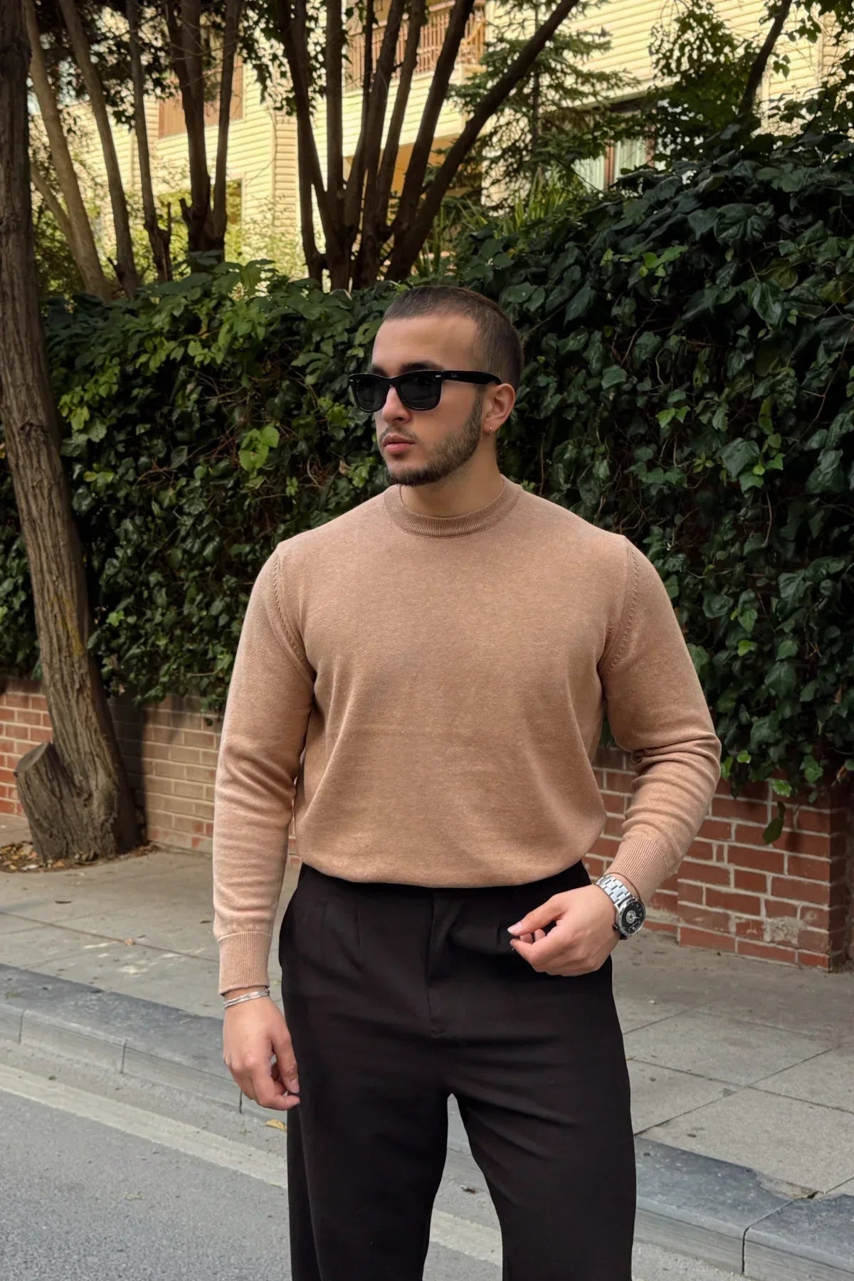 Acton Erkek %100 Organik Pamuk Bisiklet Yaka Triko Kazak - Livio Ferri