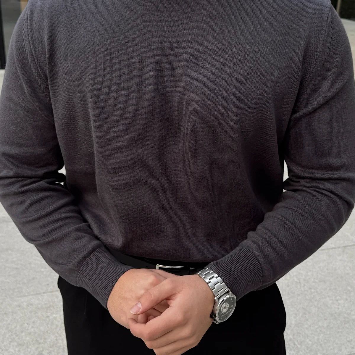 Acton Erkek %100 Organik Pamuk Bisiklet Yaka Triko Kazak