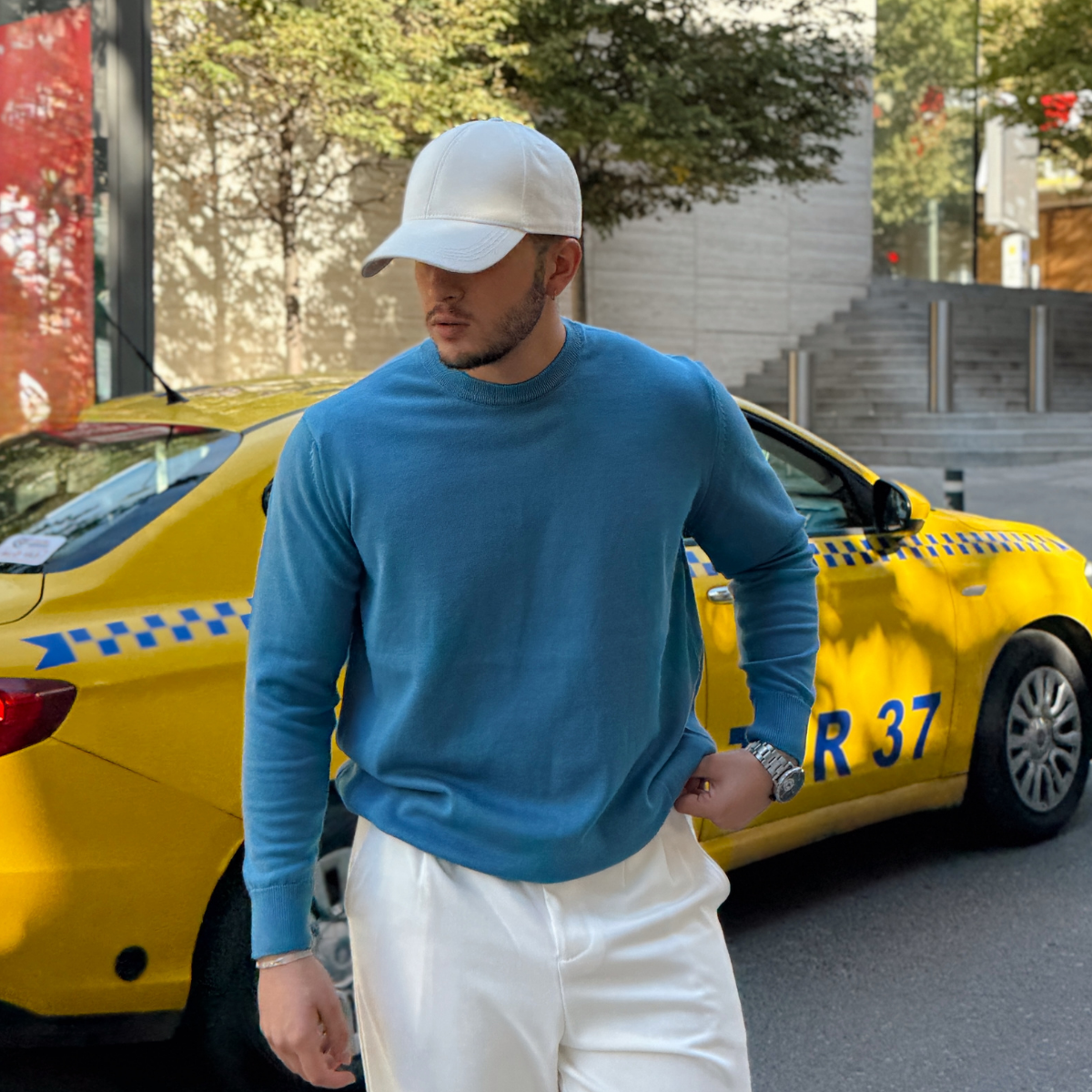 Acton Erkek %100 Organik Pamuk Bisiklet Yaka Triko Kazak