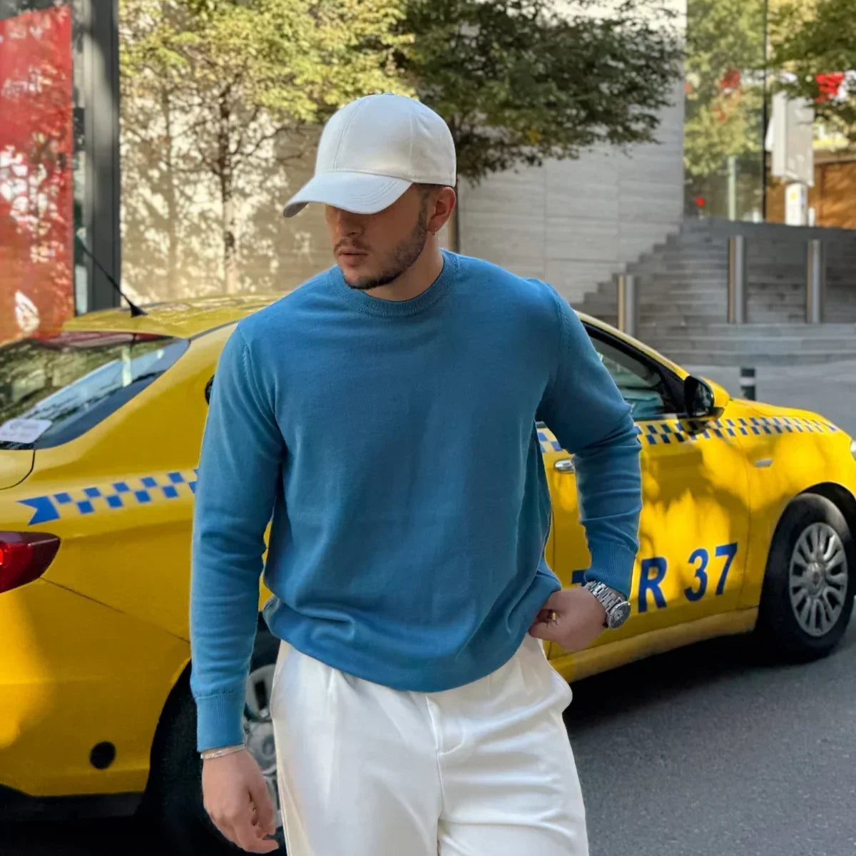 Acton Erkek %100 Organik Pamuk Bisiklet Yaka Triko Kazak - Livio Ferri