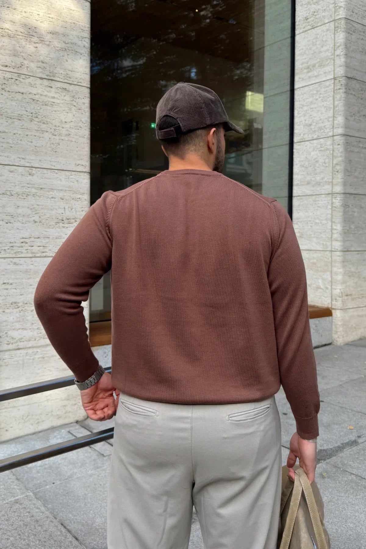 Acton Erkek %100 Organik Pamuk Bisiklet Yaka Triko Kazak - Livio Ferri