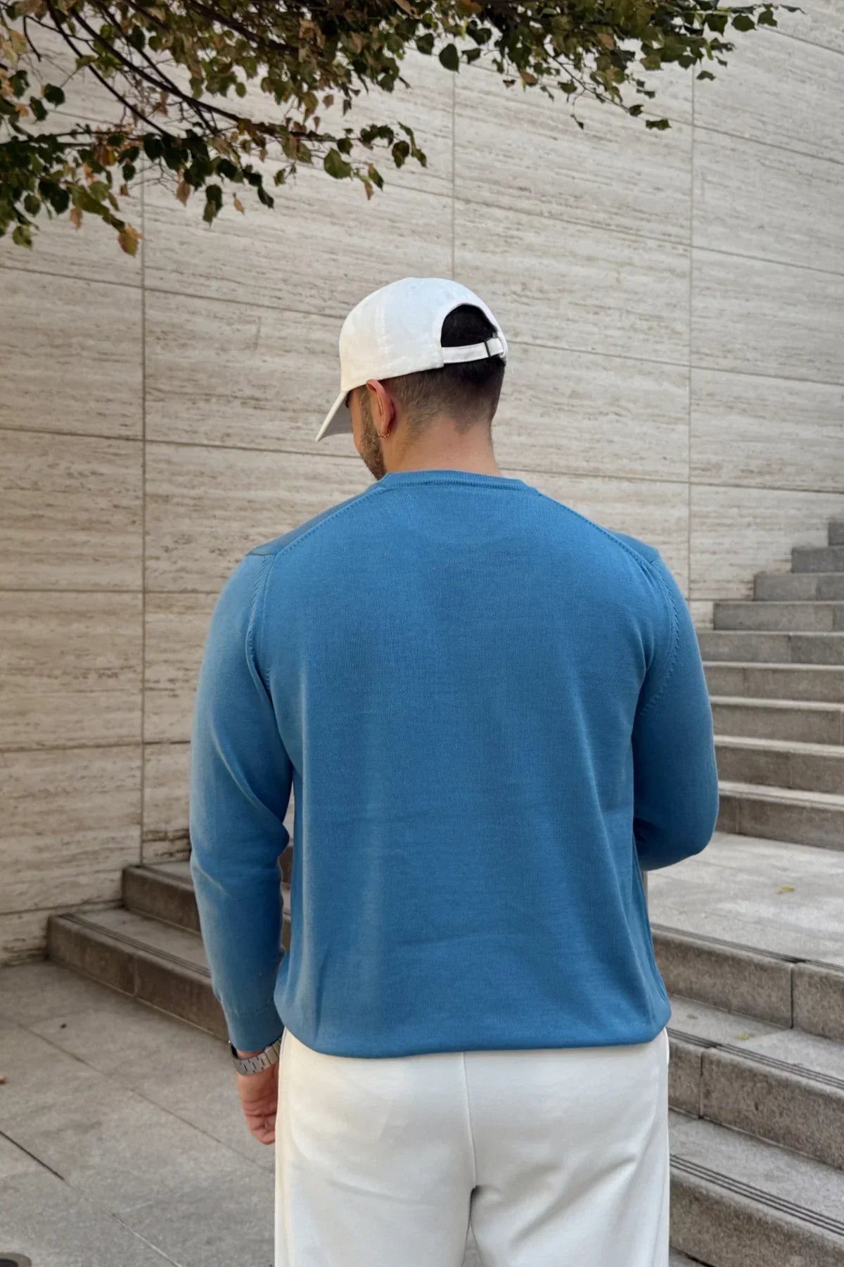 Acton Erkek %100 Organik Pamuk Bisiklet Yaka Triko Kazak - Livio Ferri