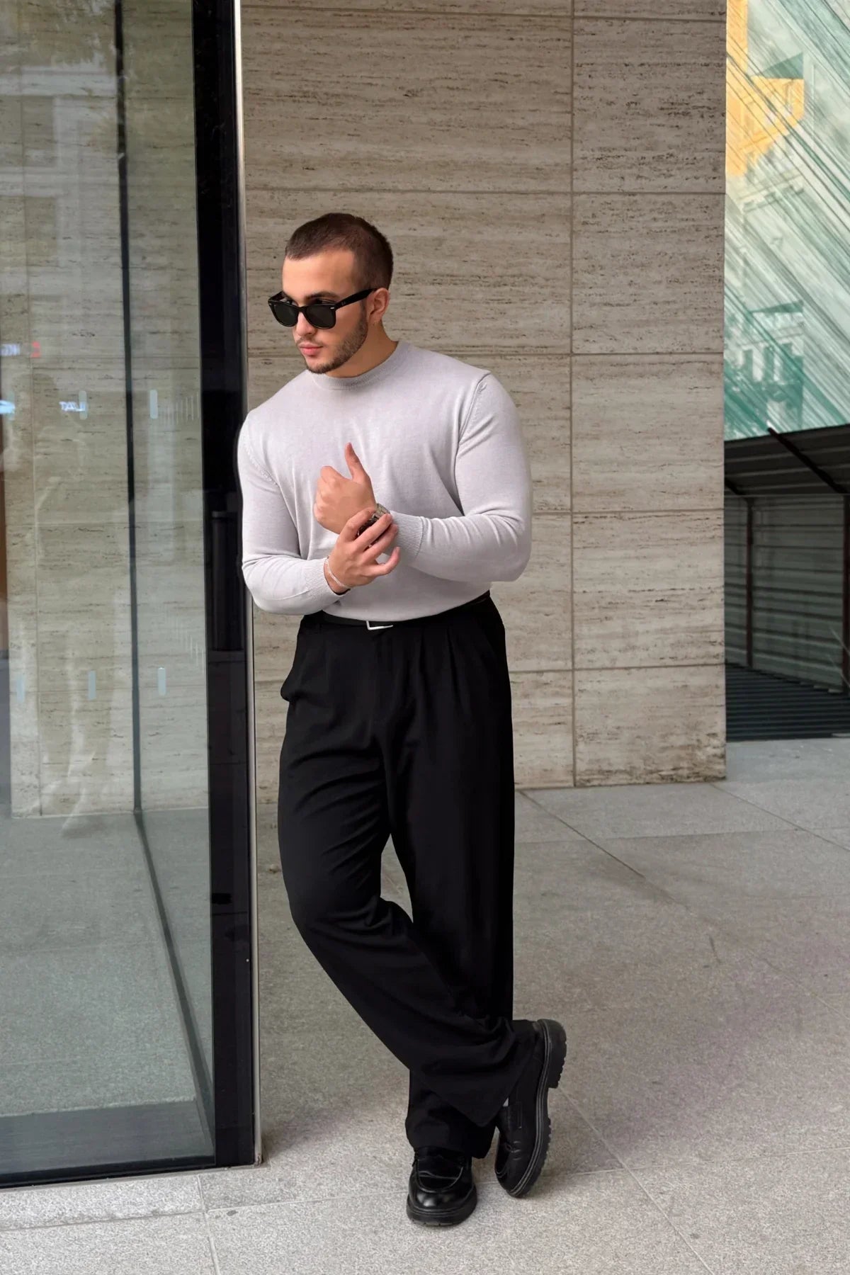 Acton Erkek %100 Organik Pamuk Bisiklet Yaka Triko Kazak - Livio Ferri