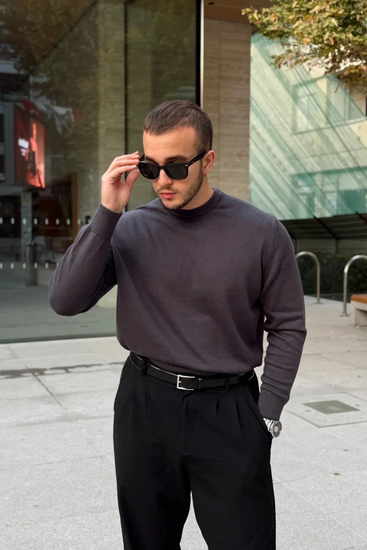 Acton Erkek %100 Organik Pamuk Bisiklet Yaka Triko Kazak - Livio Ferri