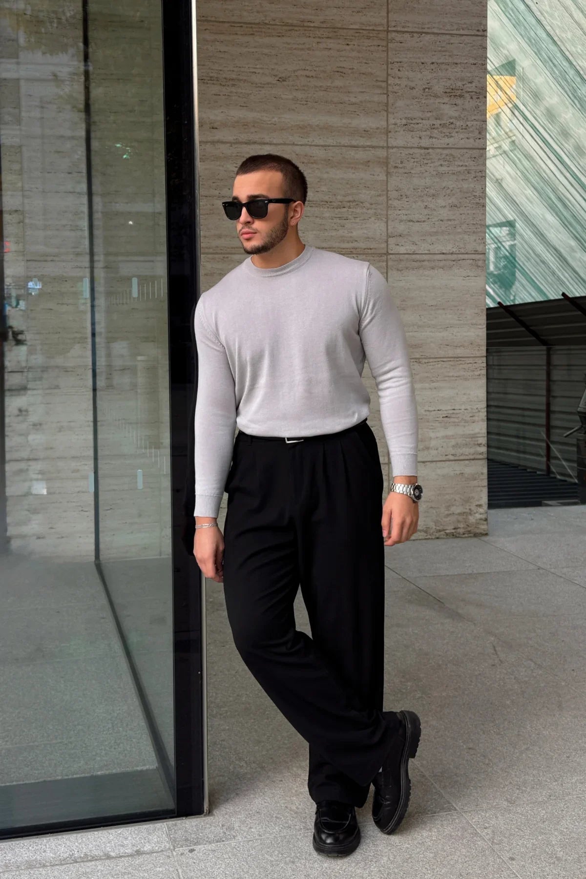 Acton Erkek %100 Organik Pamuk Bisiklet Yaka Triko Kazak - Livio Ferri