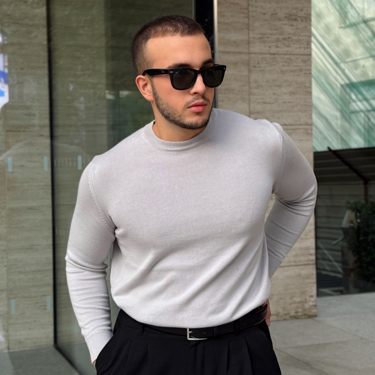 Acton Erkek %100 Organik Pamuk Bisiklet Yaka Triko Kazak