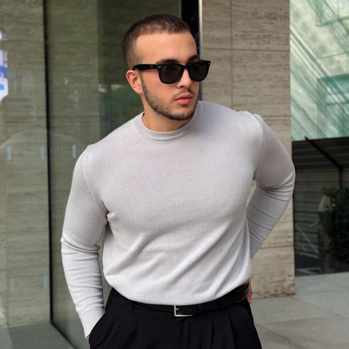 Acton Erkek %100 Organik Pamuk Bisiklet Yaka Triko Kazak - Livio Ferri