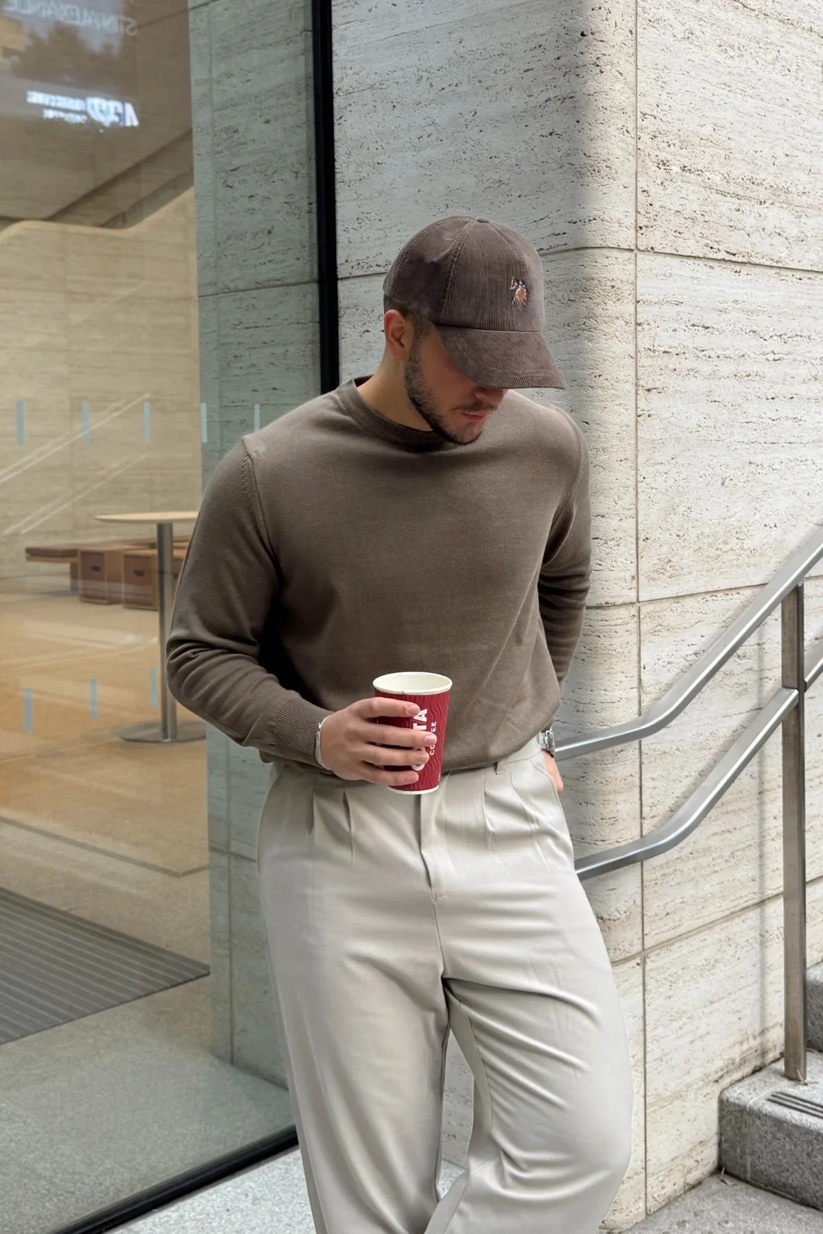 Acton Erkek %100 Organik Pamuk Bisiklet Yaka Triko Kazak - Livio Ferri