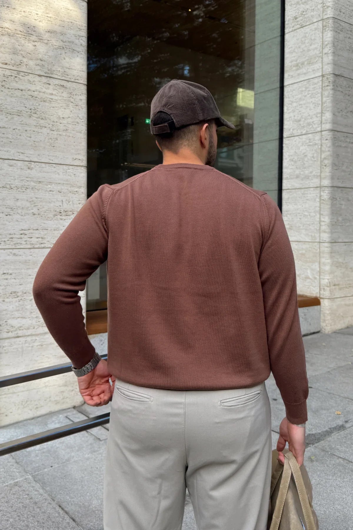 Acton Erkek %100 Organik Pamuk Bisiklet Yaka Triko Kazak - Livio Ferri