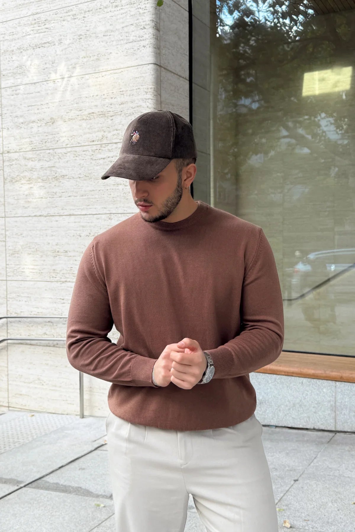 Acton Erkek %100 Organik Pamuk Bisiklet Yaka Triko Kazak - Livio Ferri