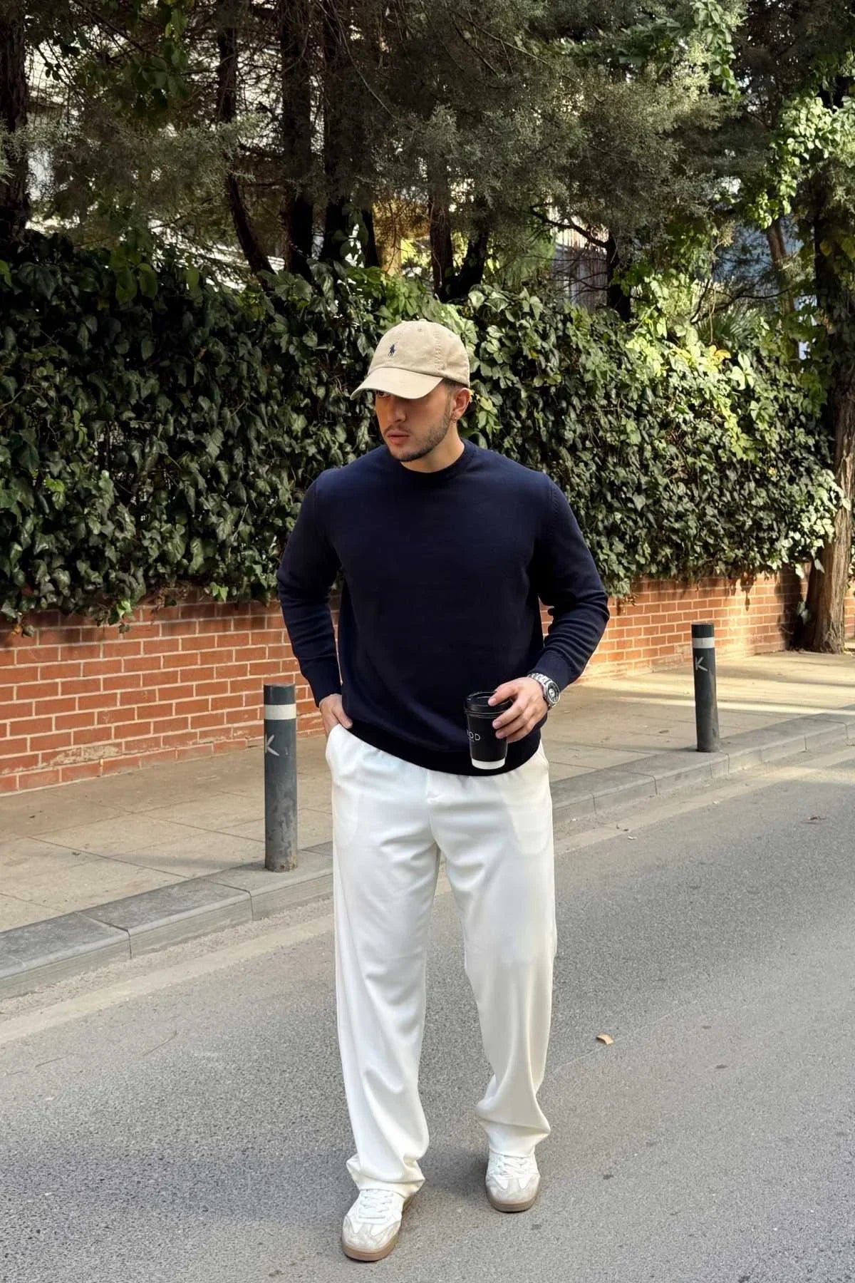 Acton Erkek %100 Organik Pamuk Bisiklet Yaka Triko Kazak - Livio Ferri