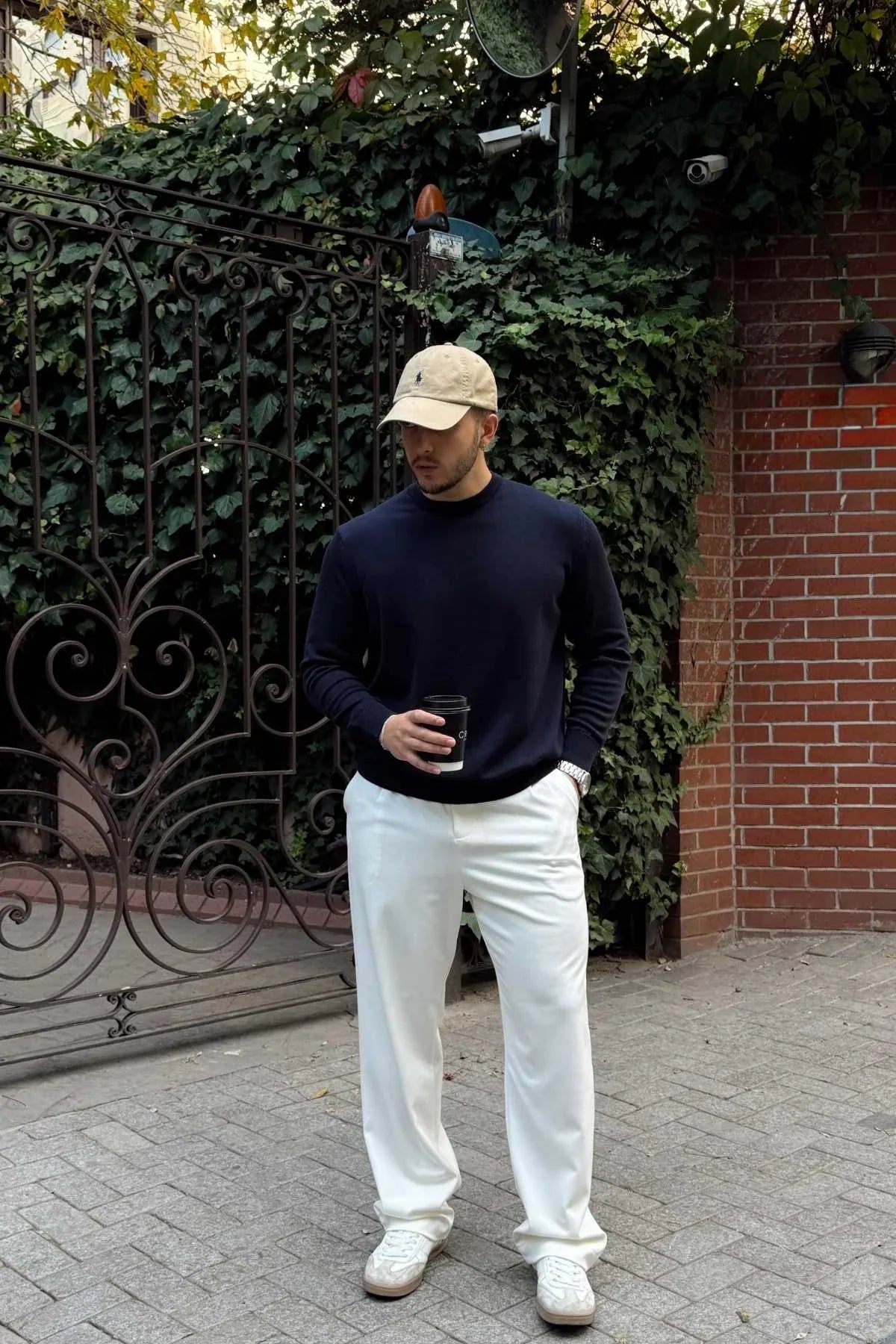 Acton Erkek %100 Organik Pamuk Bisiklet Yaka Triko Kazak - Livio Ferri