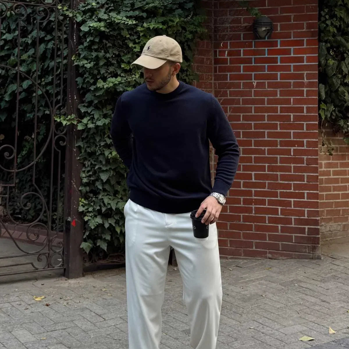 Acton Erkek %100 Organik Pamuk Bisiklet Yaka Triko Kazak - Livio Ferri