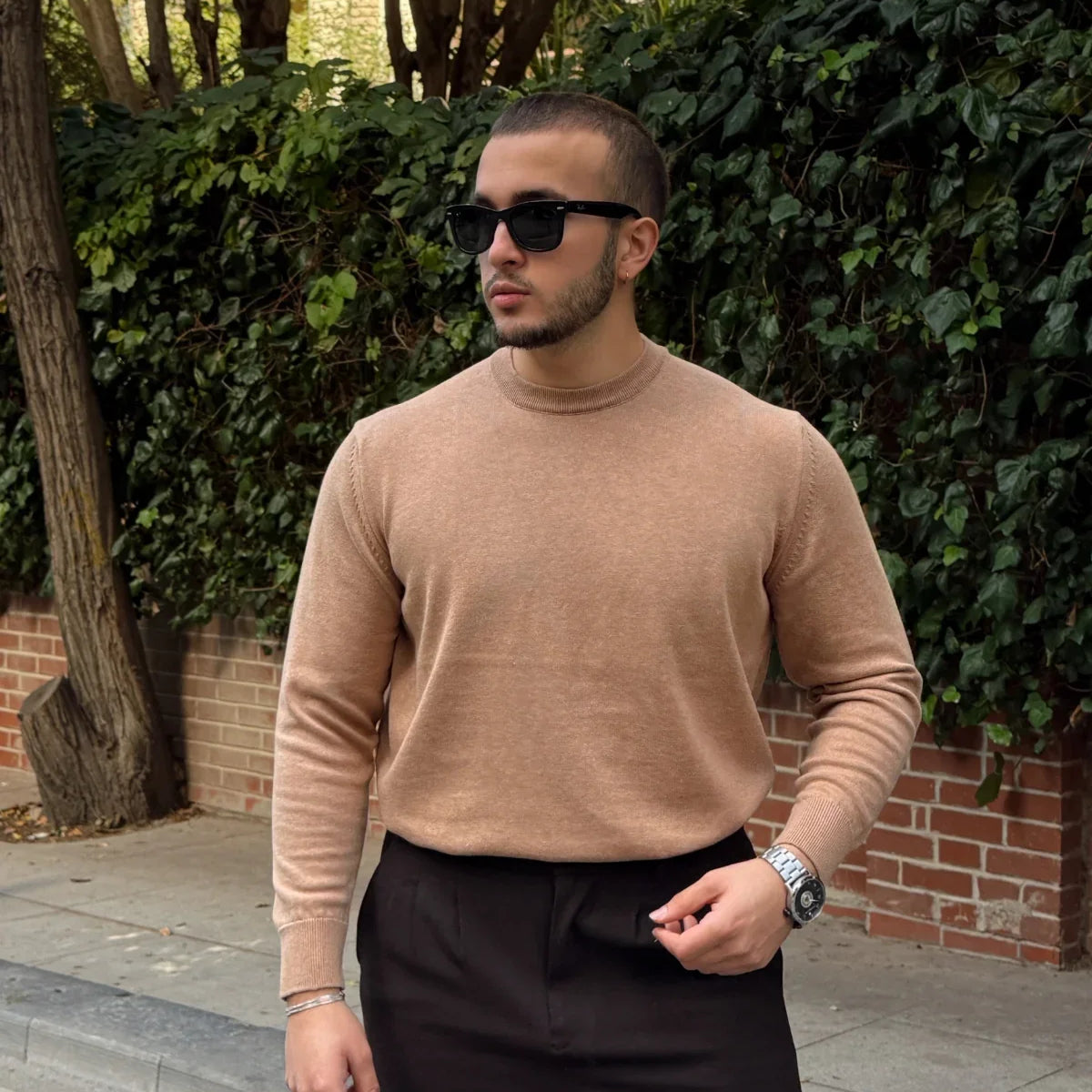 Acton Erkek %100 Organik Pamuk Bisiklet Yaka Triko Kazak